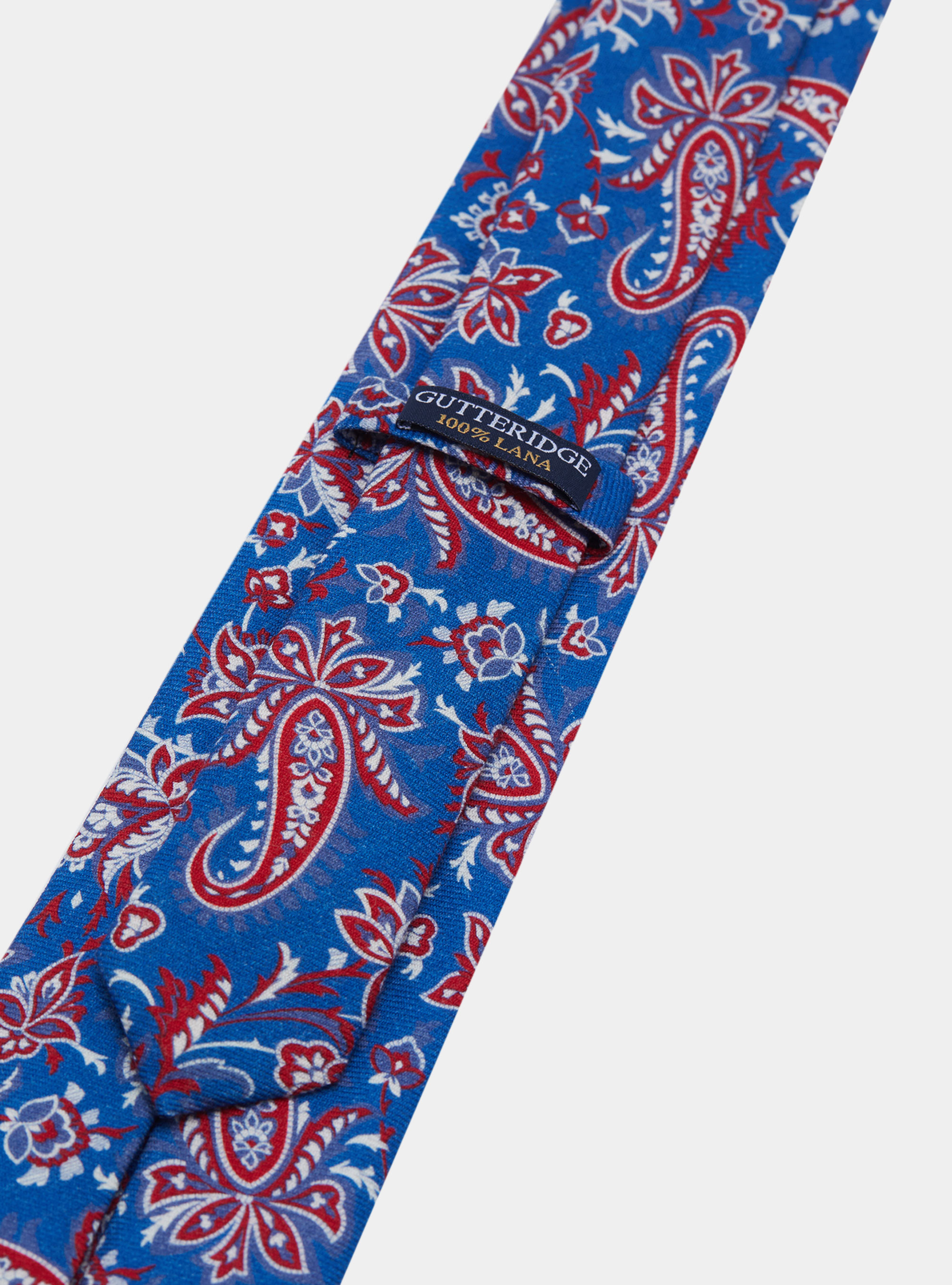 Cravatta floreale in lana stampata, BLU