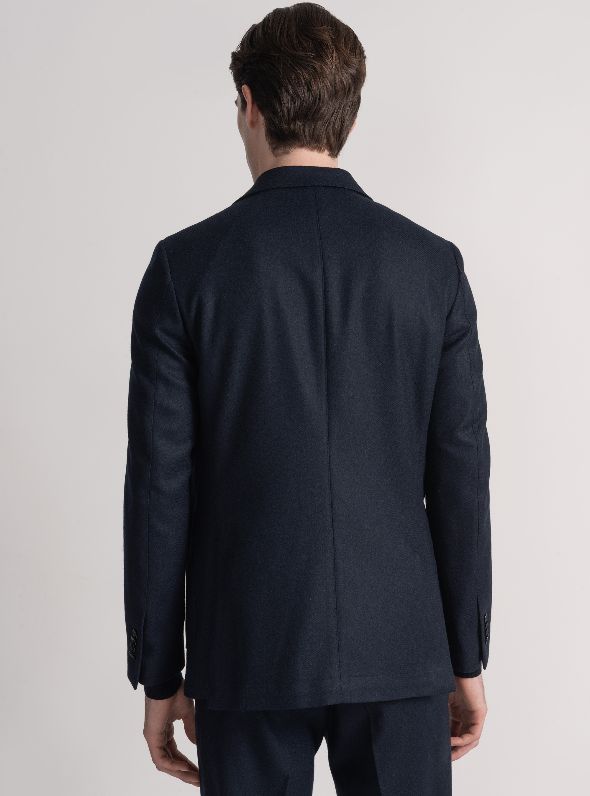 Americana de franela en mezcla de lana, AZUL MARINO