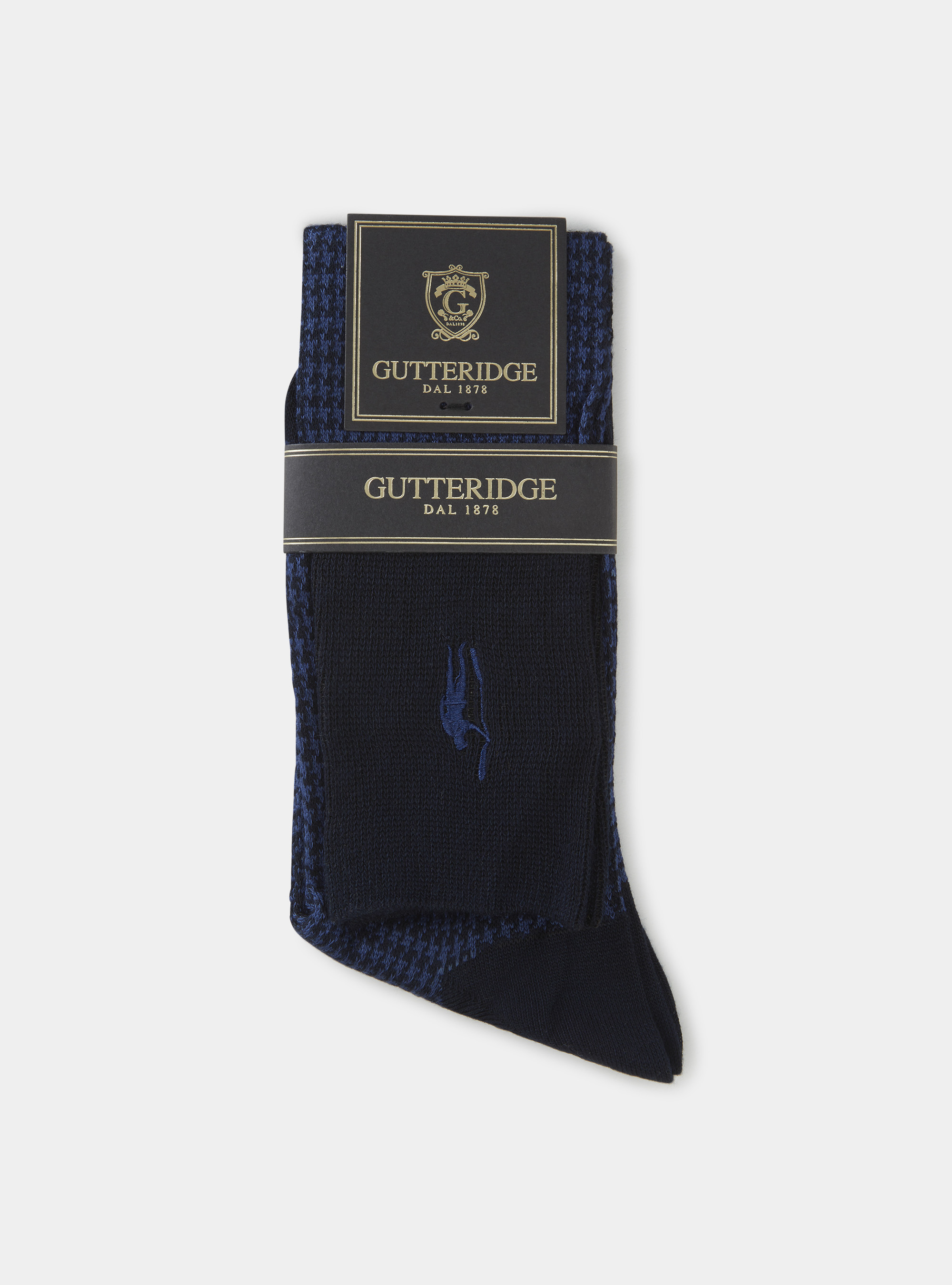 Calza lunga motivo pied de poule, BLU NAVY