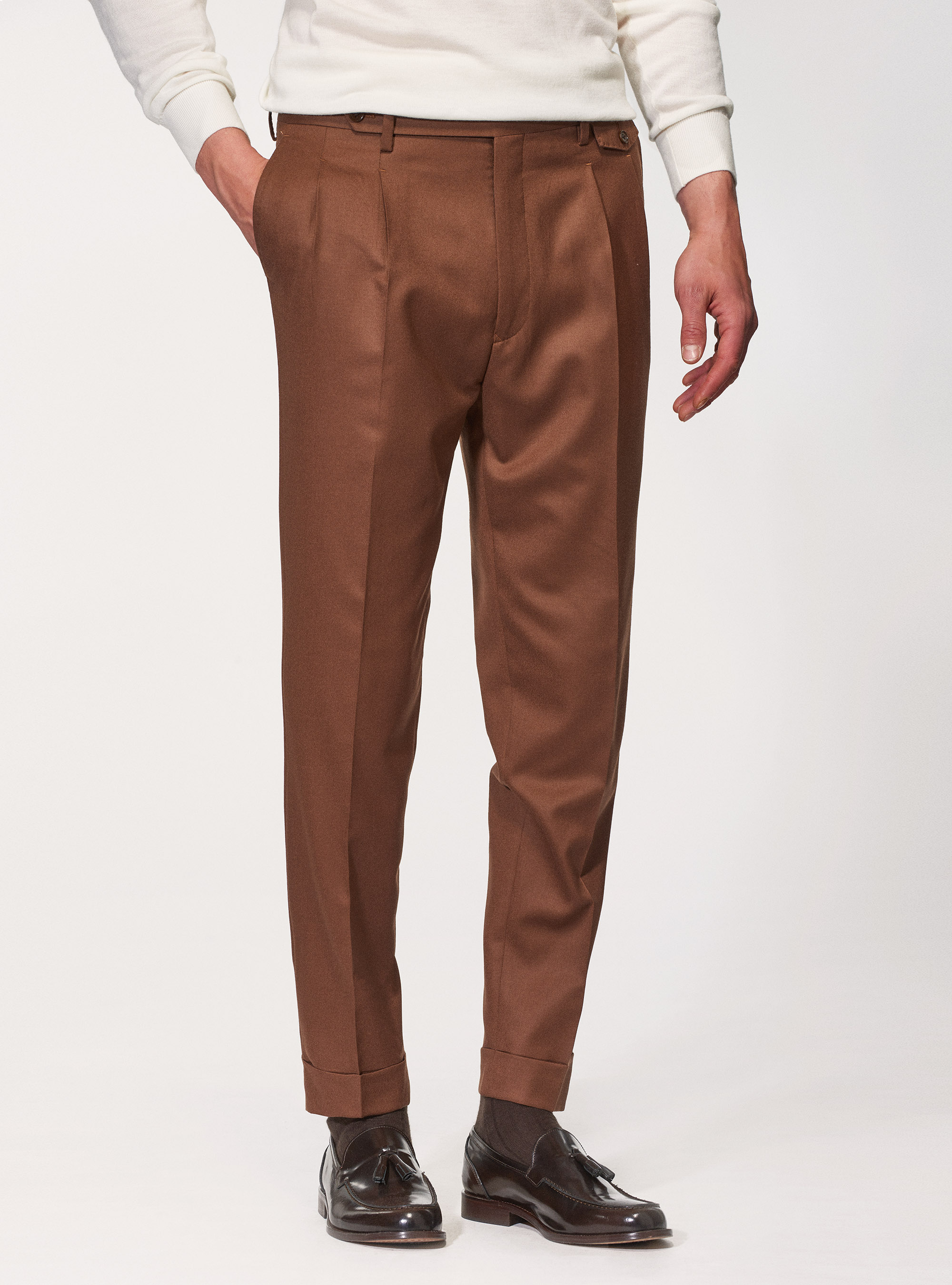 Suit trousers in superfine wool flannel 120's, MULTICOLOR