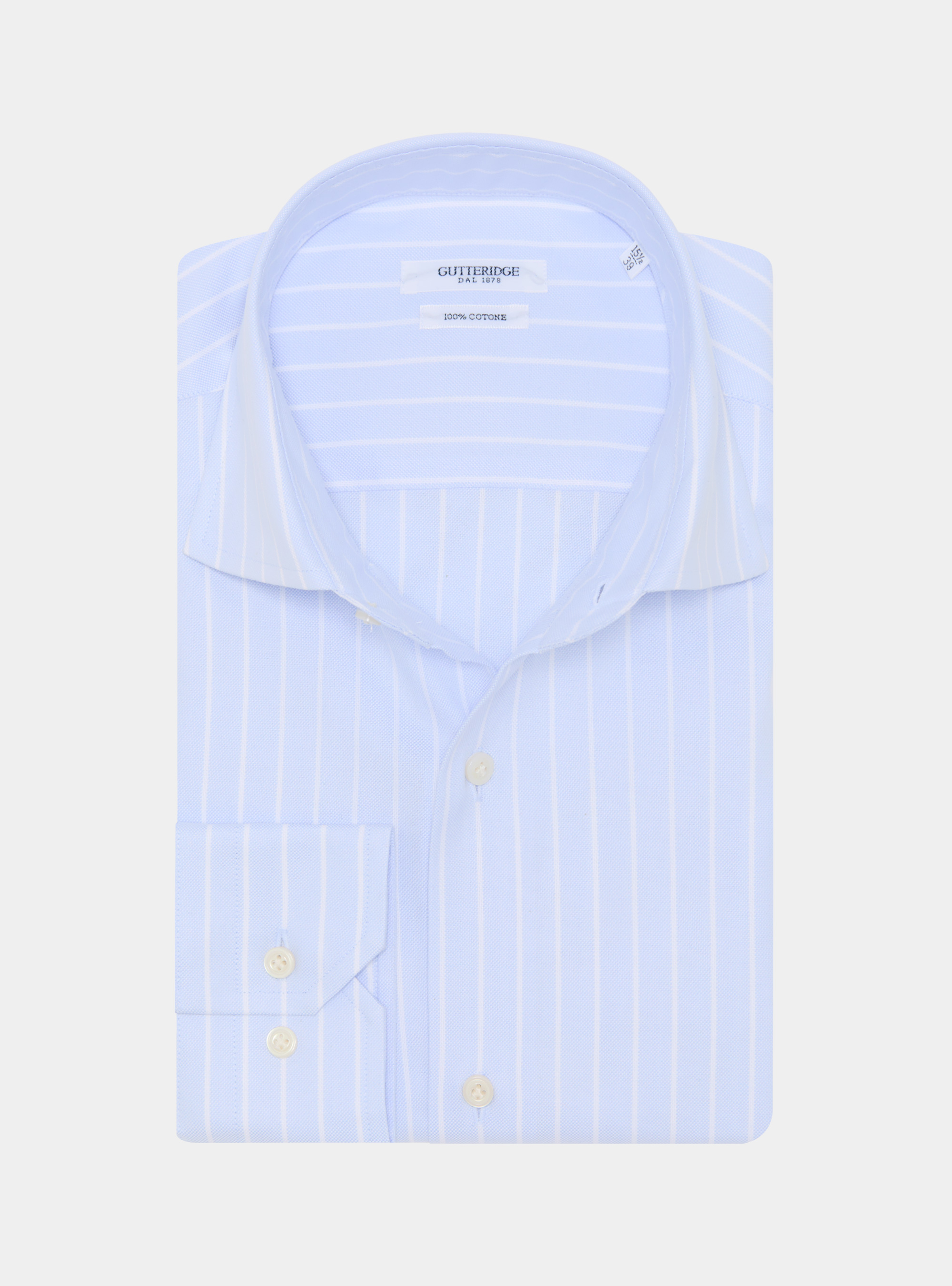 Camisa oxford de algodón a rayas, CELESTE