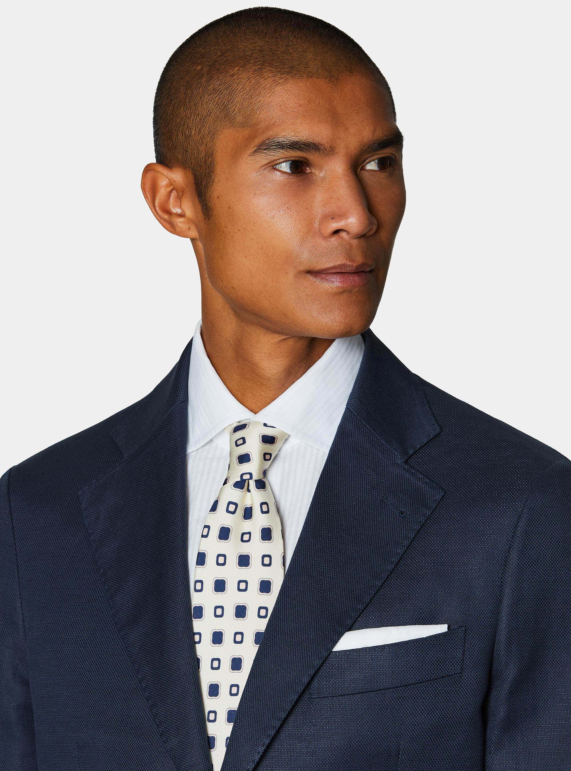 Giacca in cotone e lino, BLU NAVY