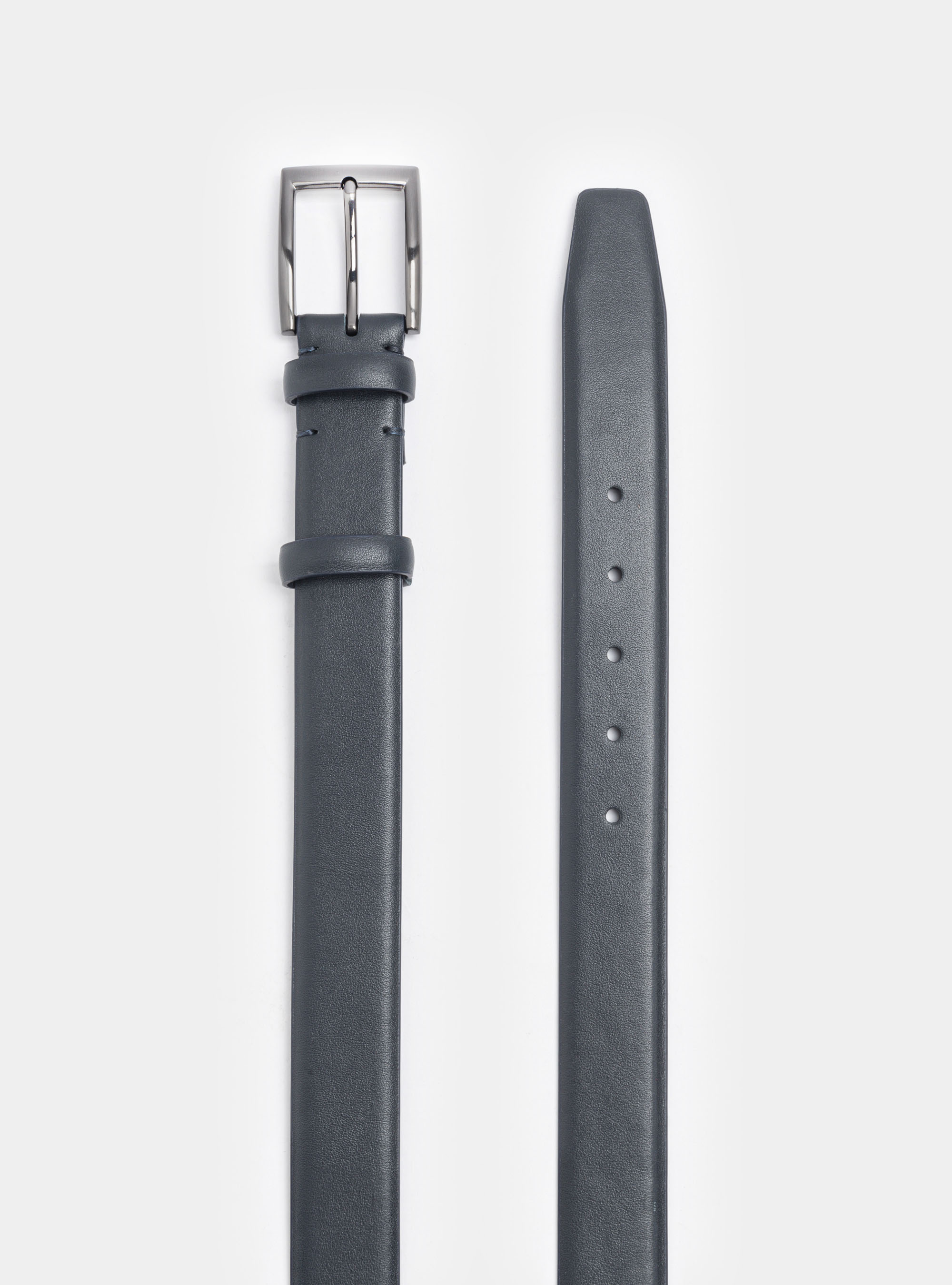 Solid-coloured leather belt, NAVY BLUE