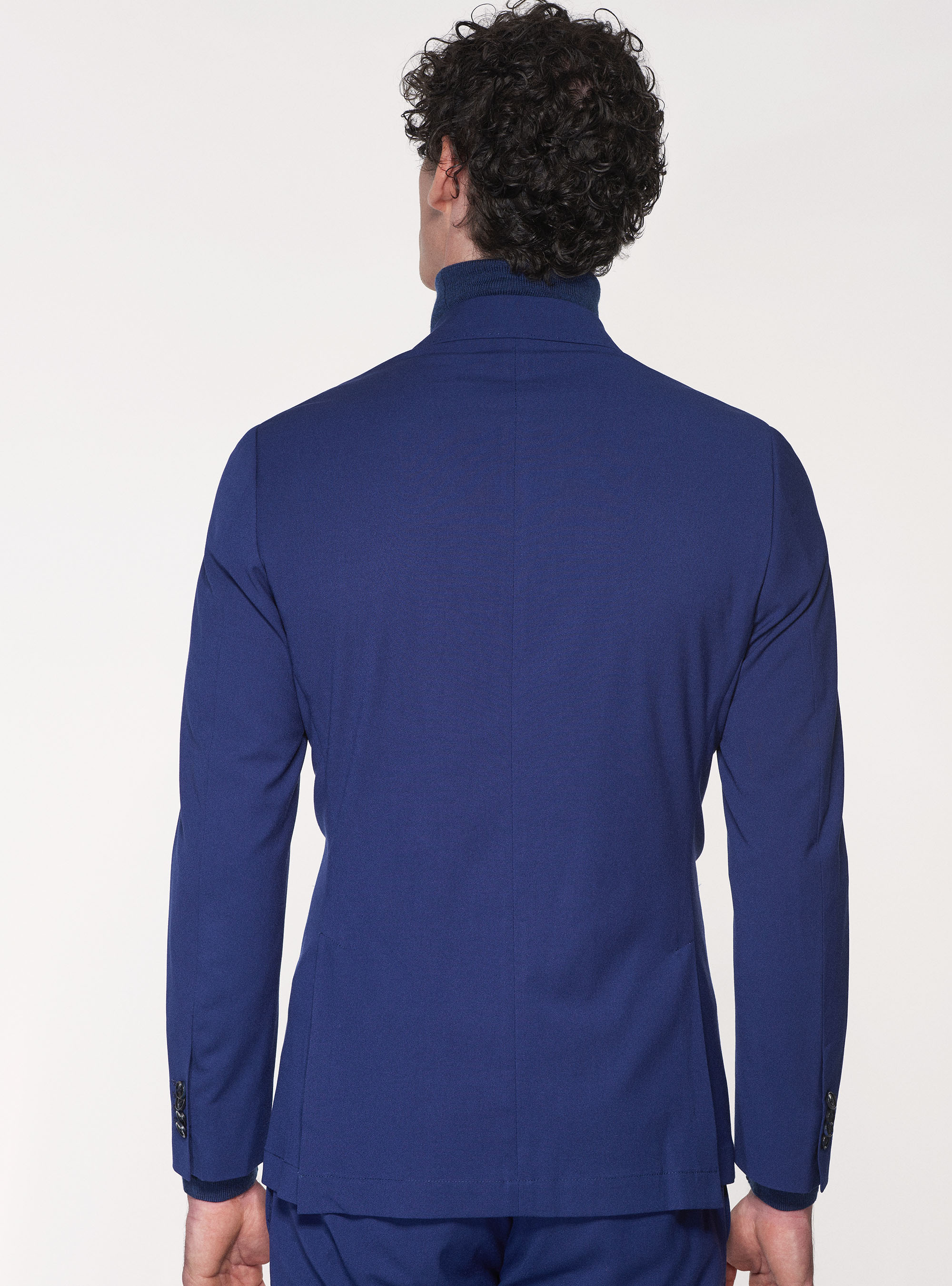 Giacca per abito slim fit con tasche a toppa, BLU