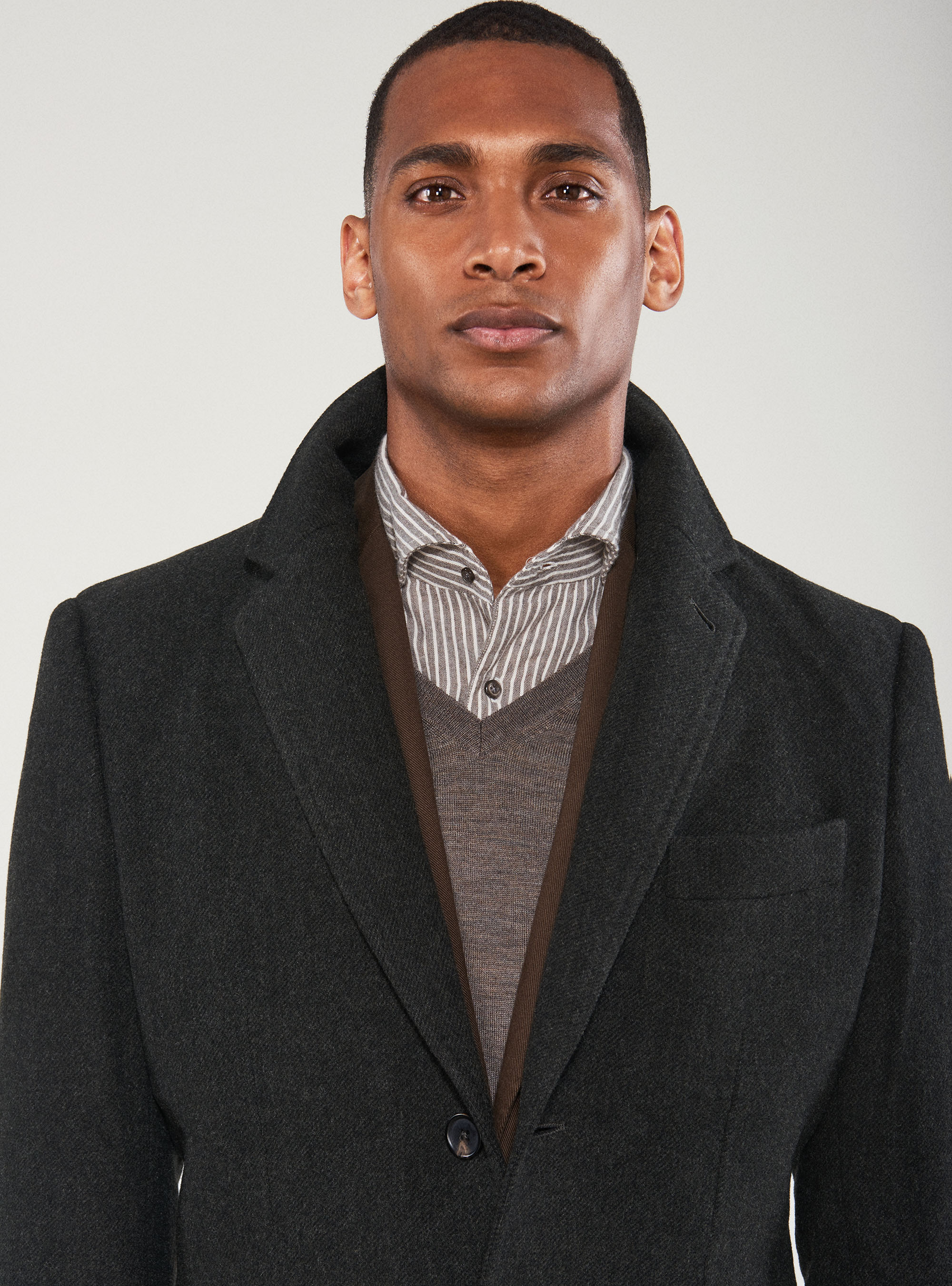 Abrigo de un solo pecho en pura lana, VERDE