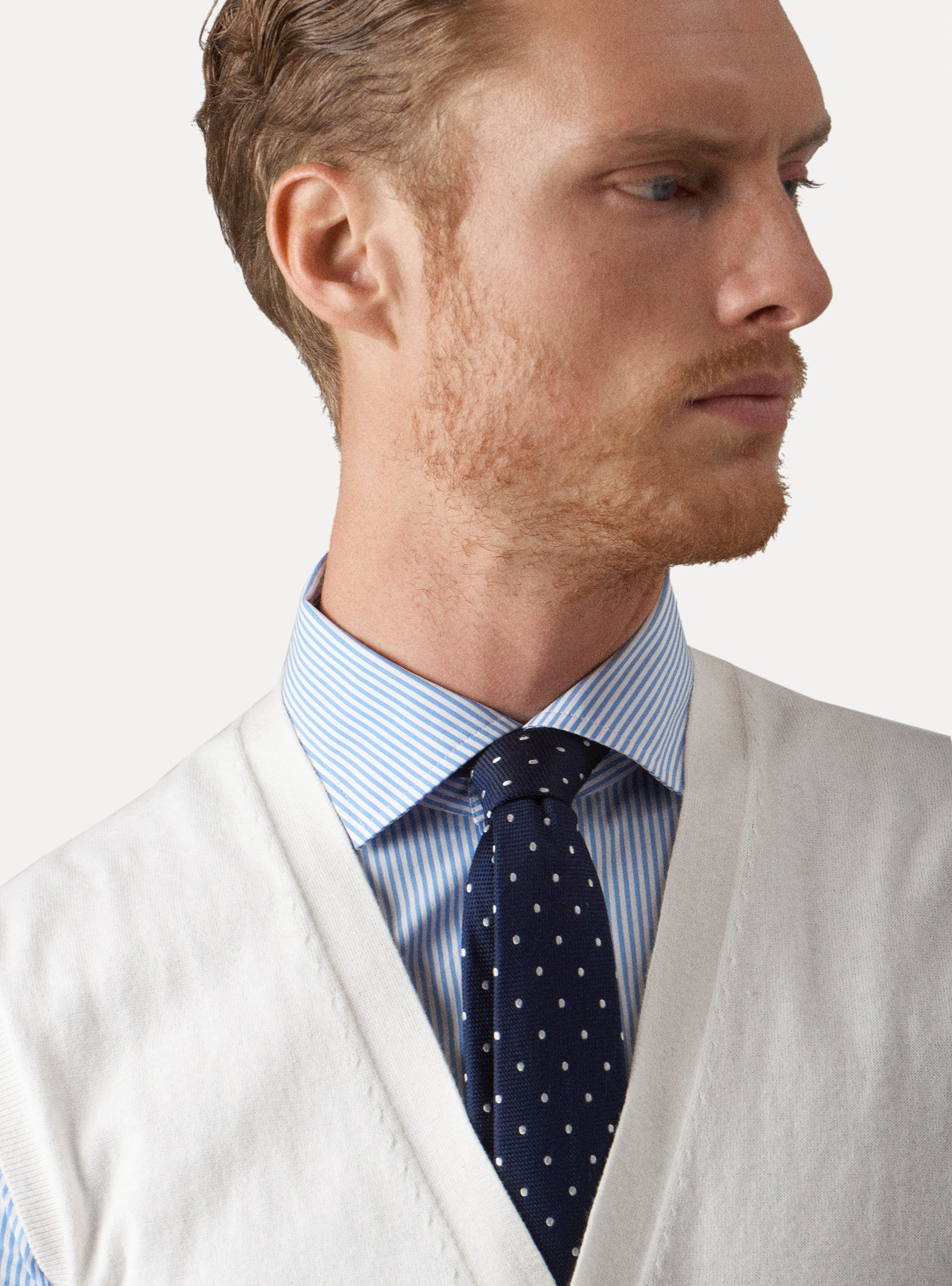 Gilet in maglia in cotone seta e cashmere, BIANCO