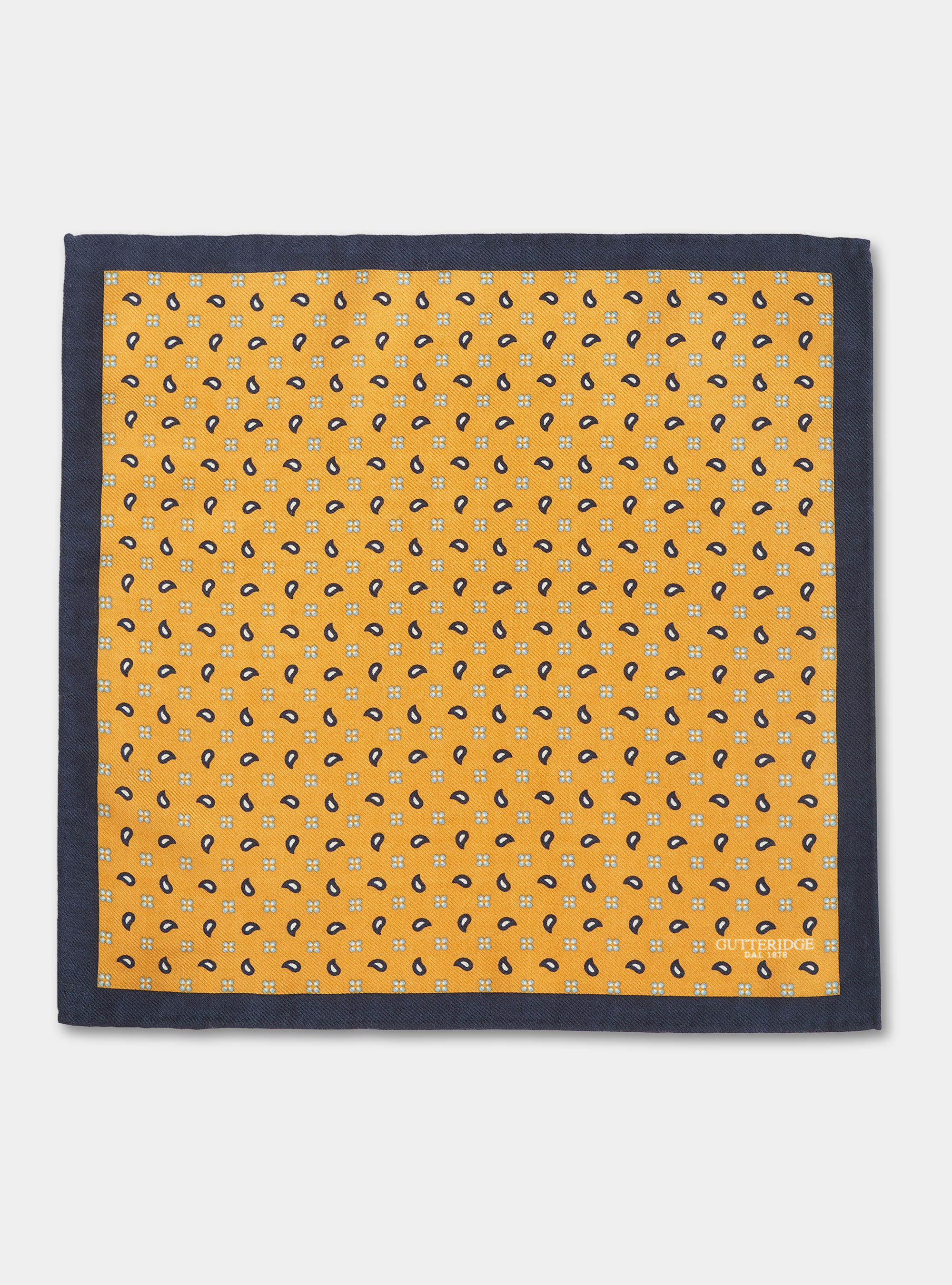 Pochette in lana stampa paisley, SENAPE 0715C