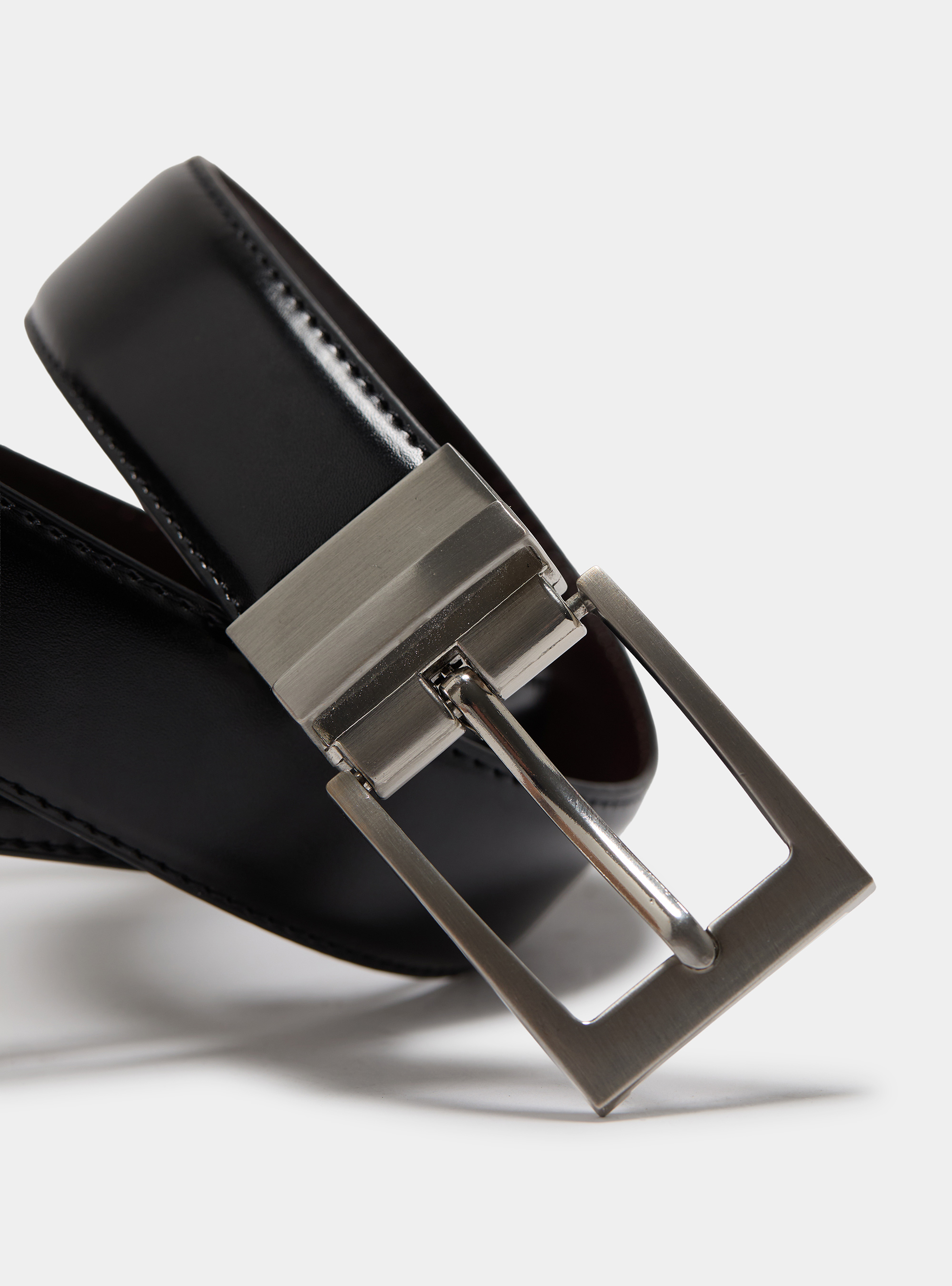 Cintura classica in pelle reversibile, NERO