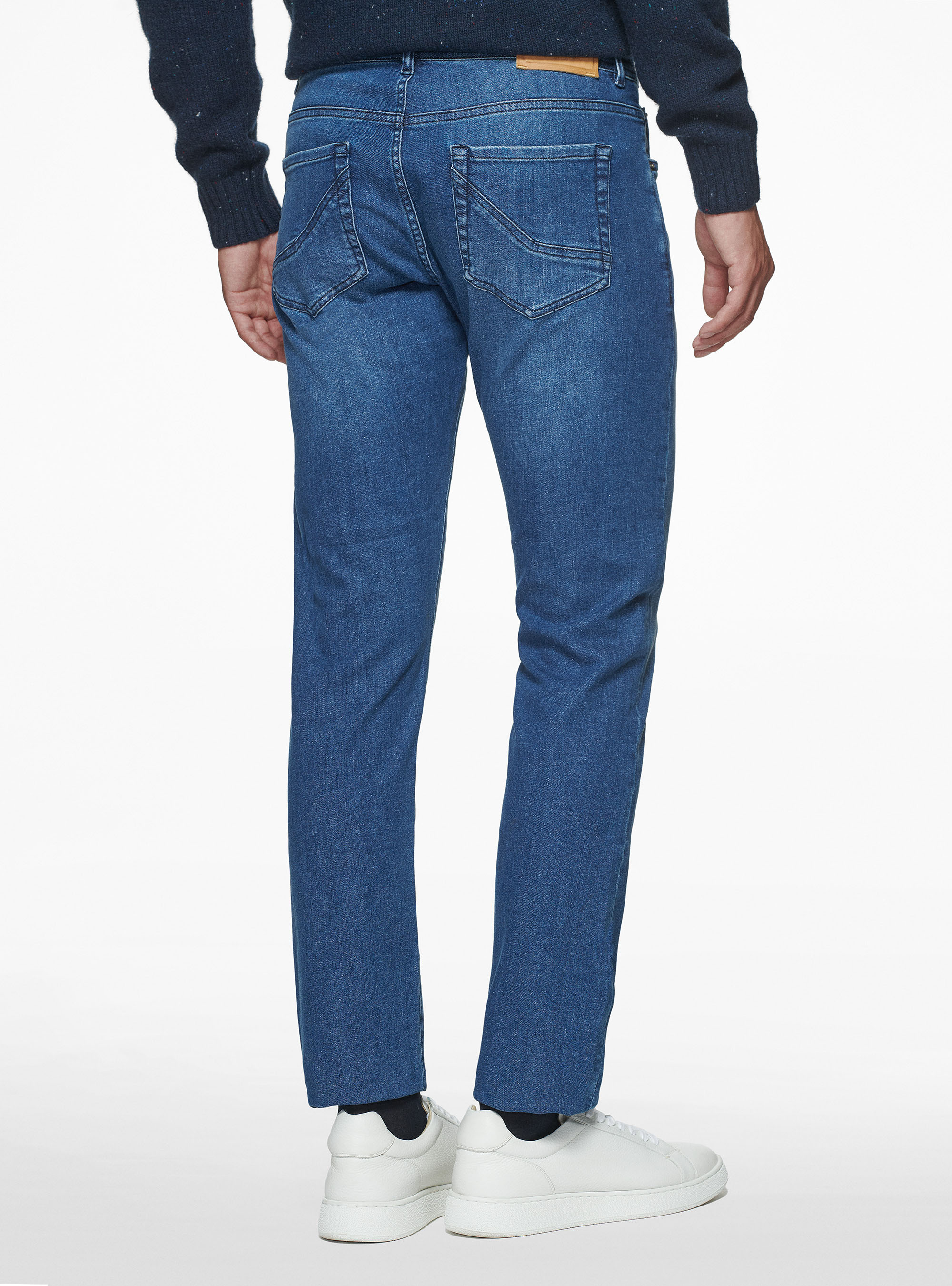 Yarn-dyed trousers, BLUE