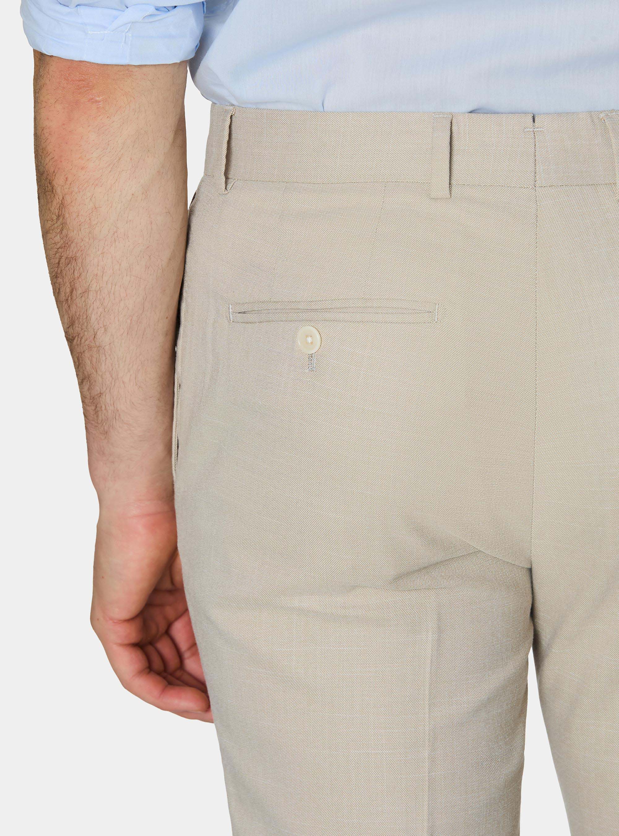 Pantaloni abito in tessuto fiammato, SABBIA