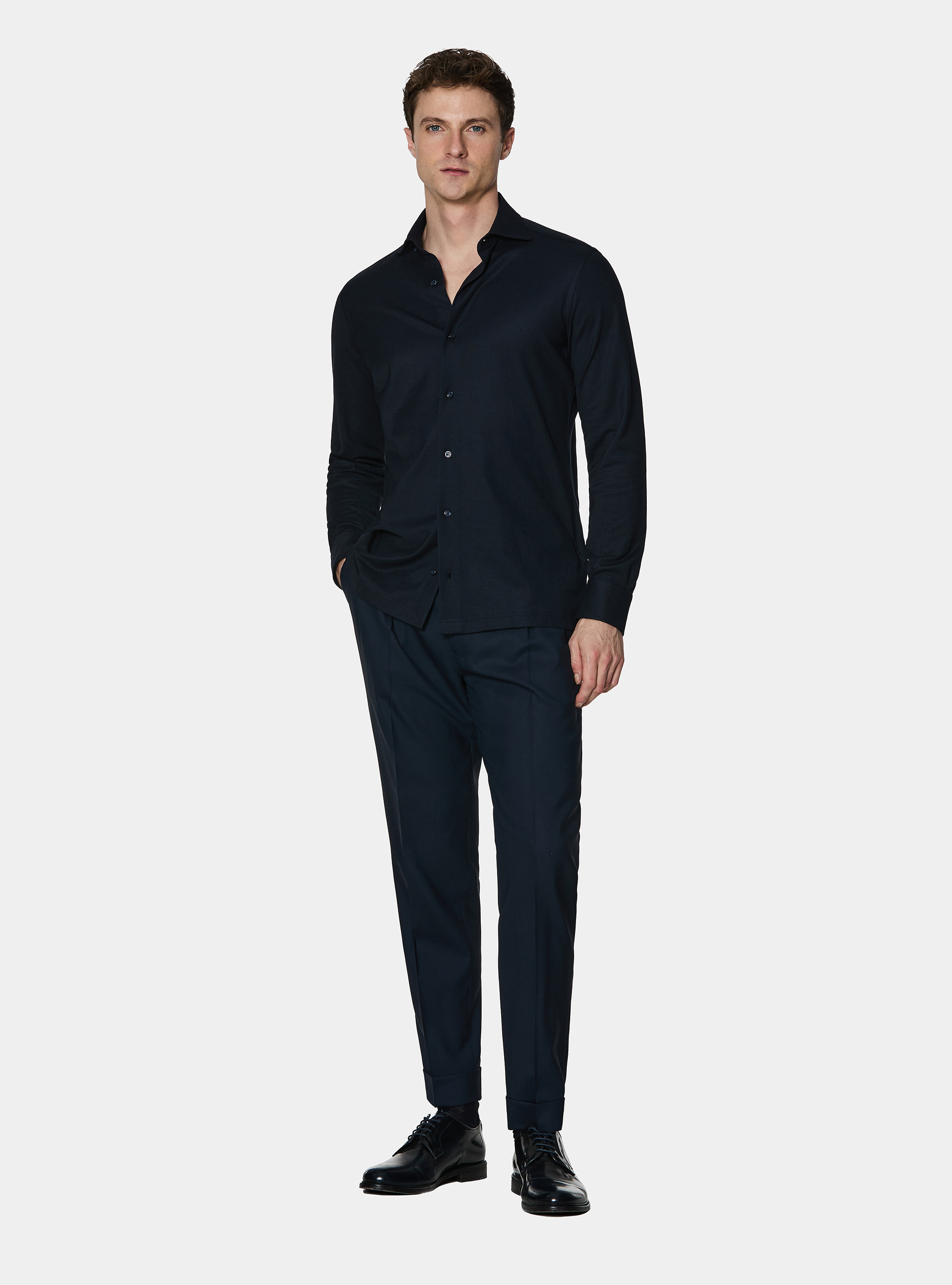 Camicia a polo GT01 in misto cotone piquet, BLU NAVY