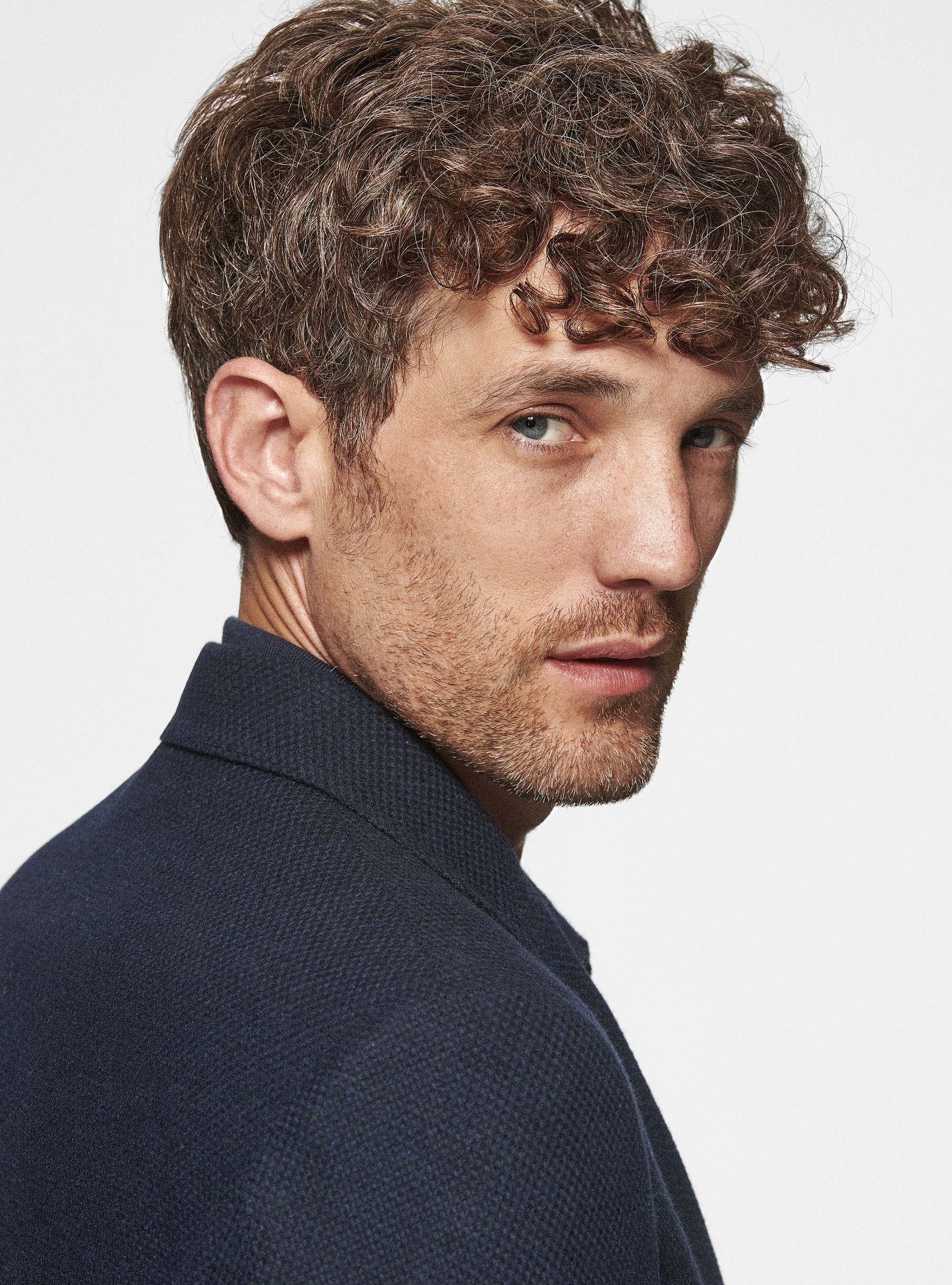 Giacca hopsack in lana cotone e cashmere, BLU NAVY