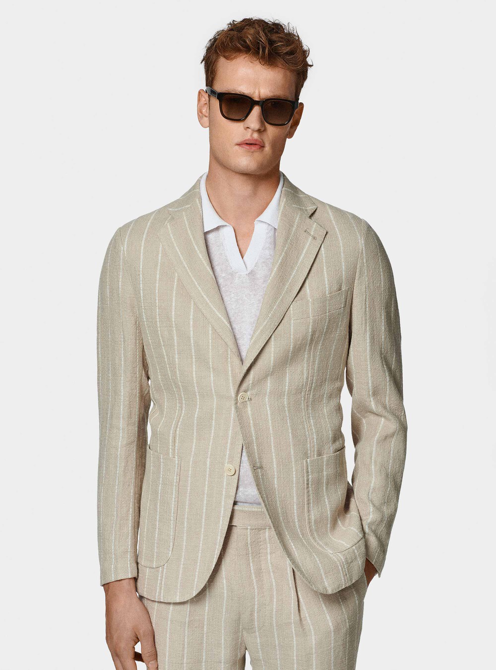 Veste de costume en crêpe de lin pur