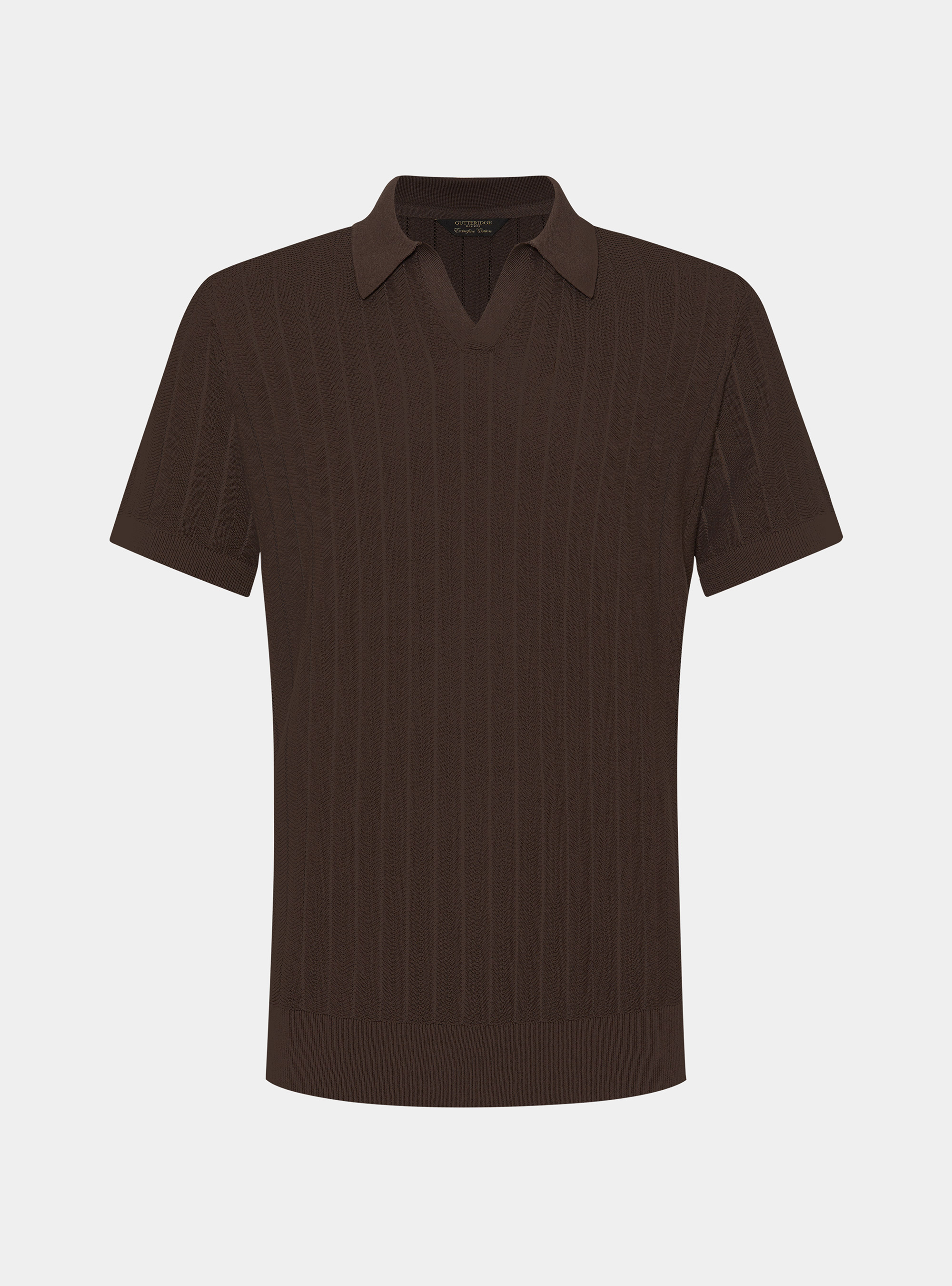 Polo traforata in cotone spigato, MARRONE