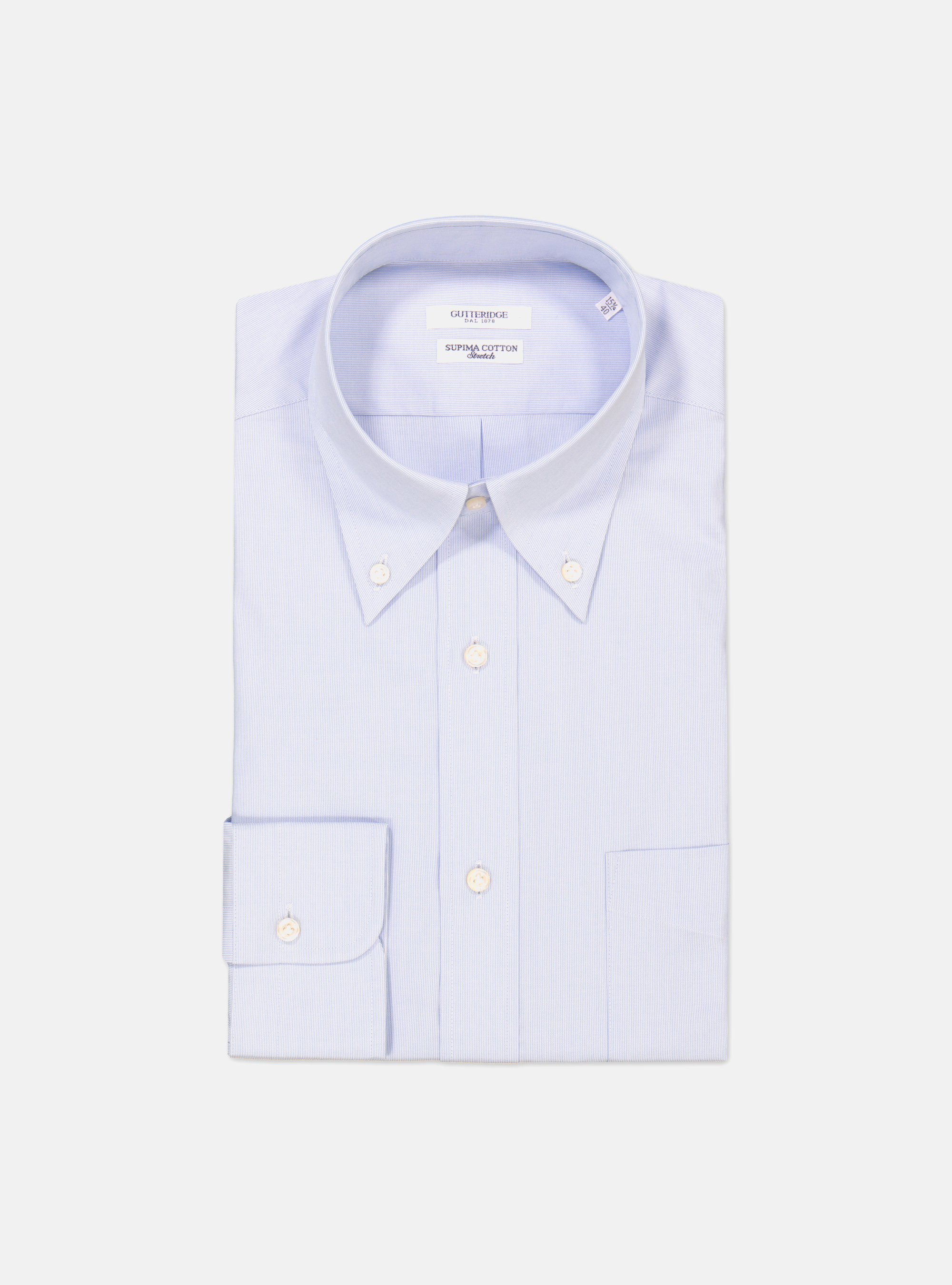 Striped shirt with button collar, LIGHT BLUE