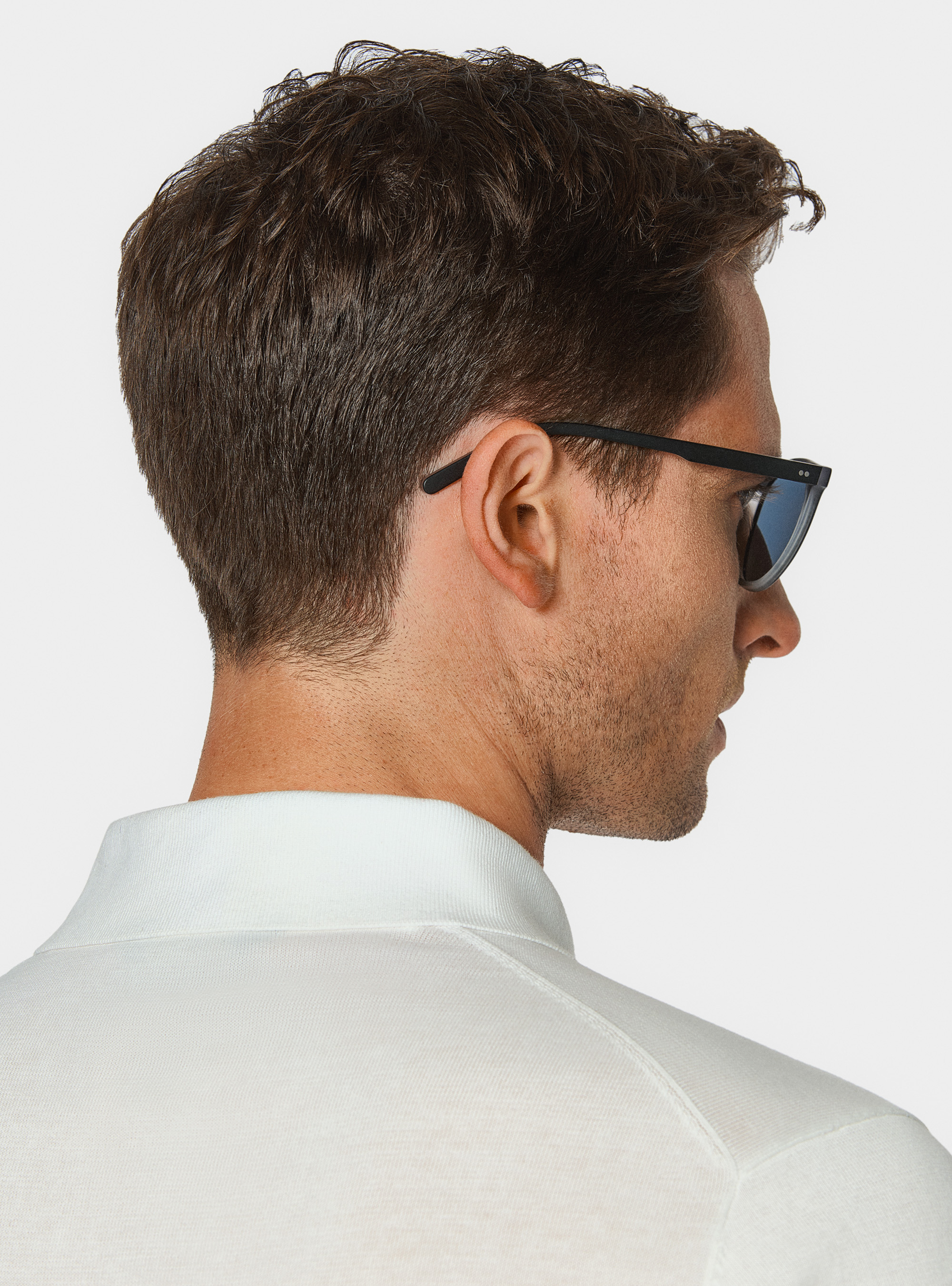 Extra-fine cotton knit polo shirt, WHITE