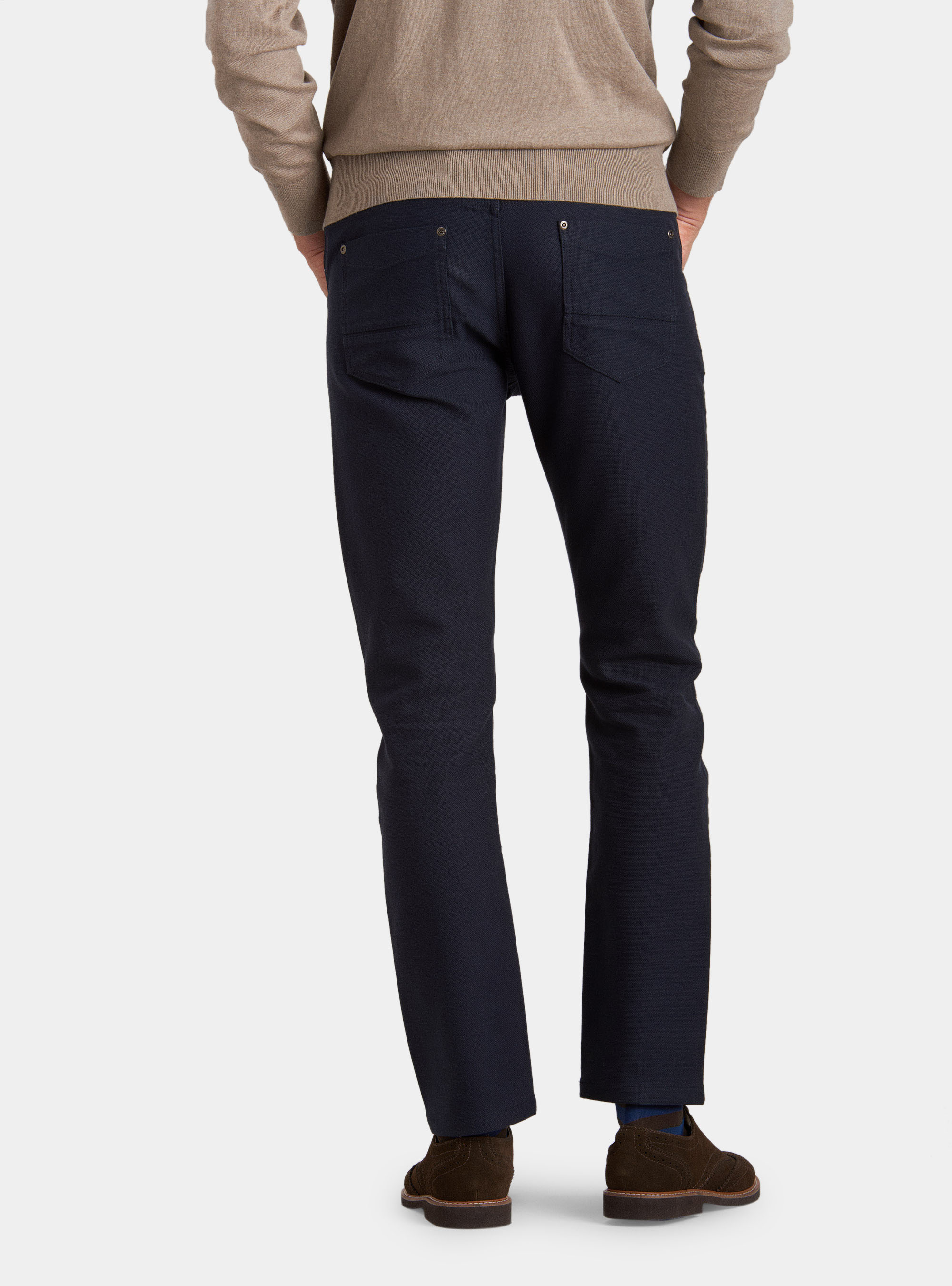 Pantaloni tipo denim in cotone stretch, BLU NAVY