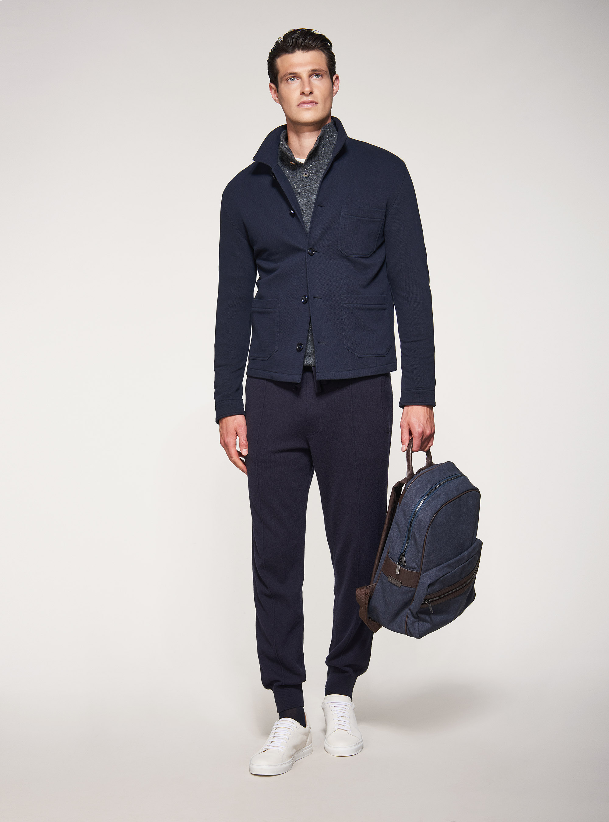 Cashmere wool jogging trousers, NAVY BLUE