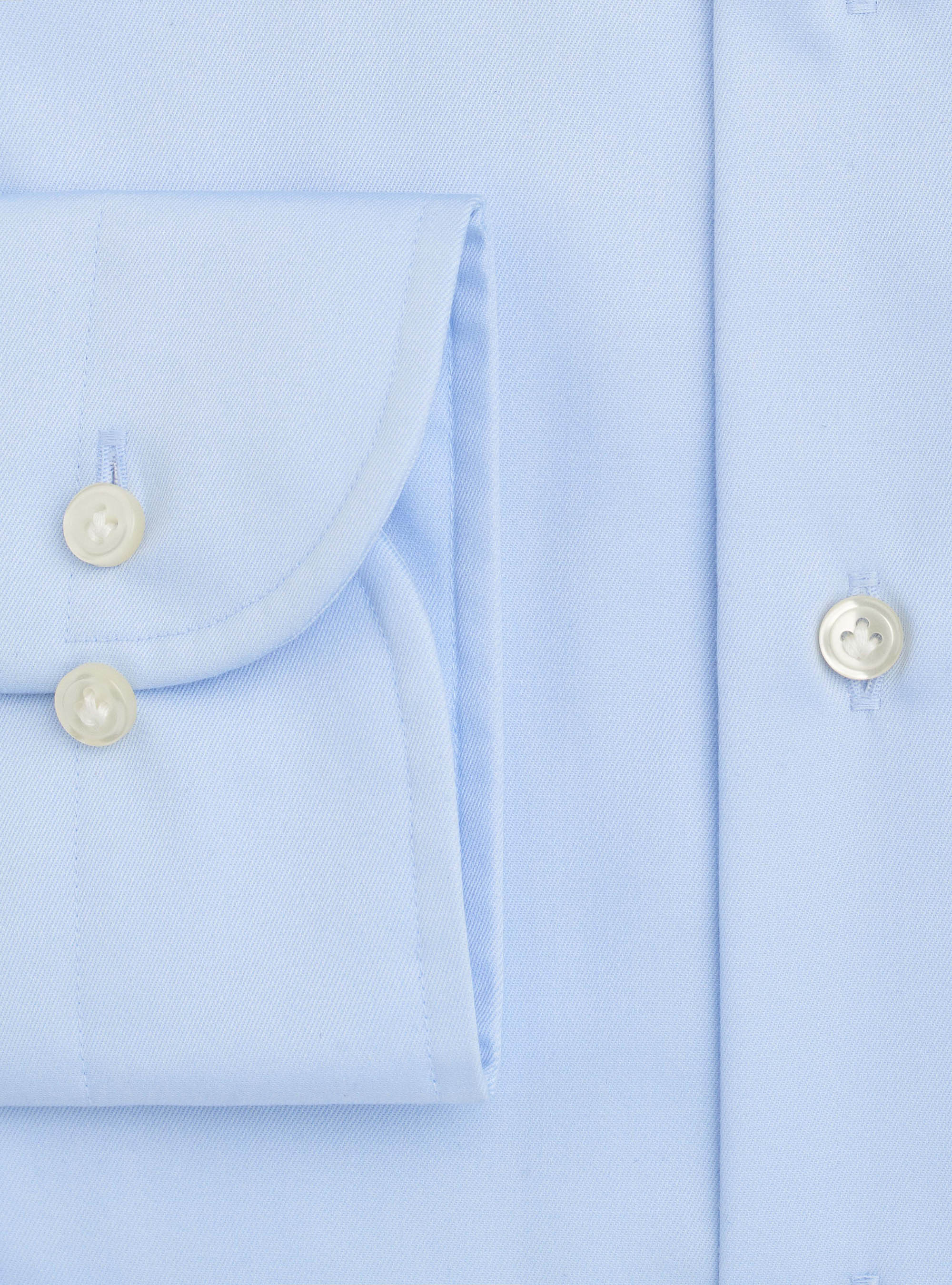 Camicia comfort fit classica in twill di cotone no-iron, AZZURRO