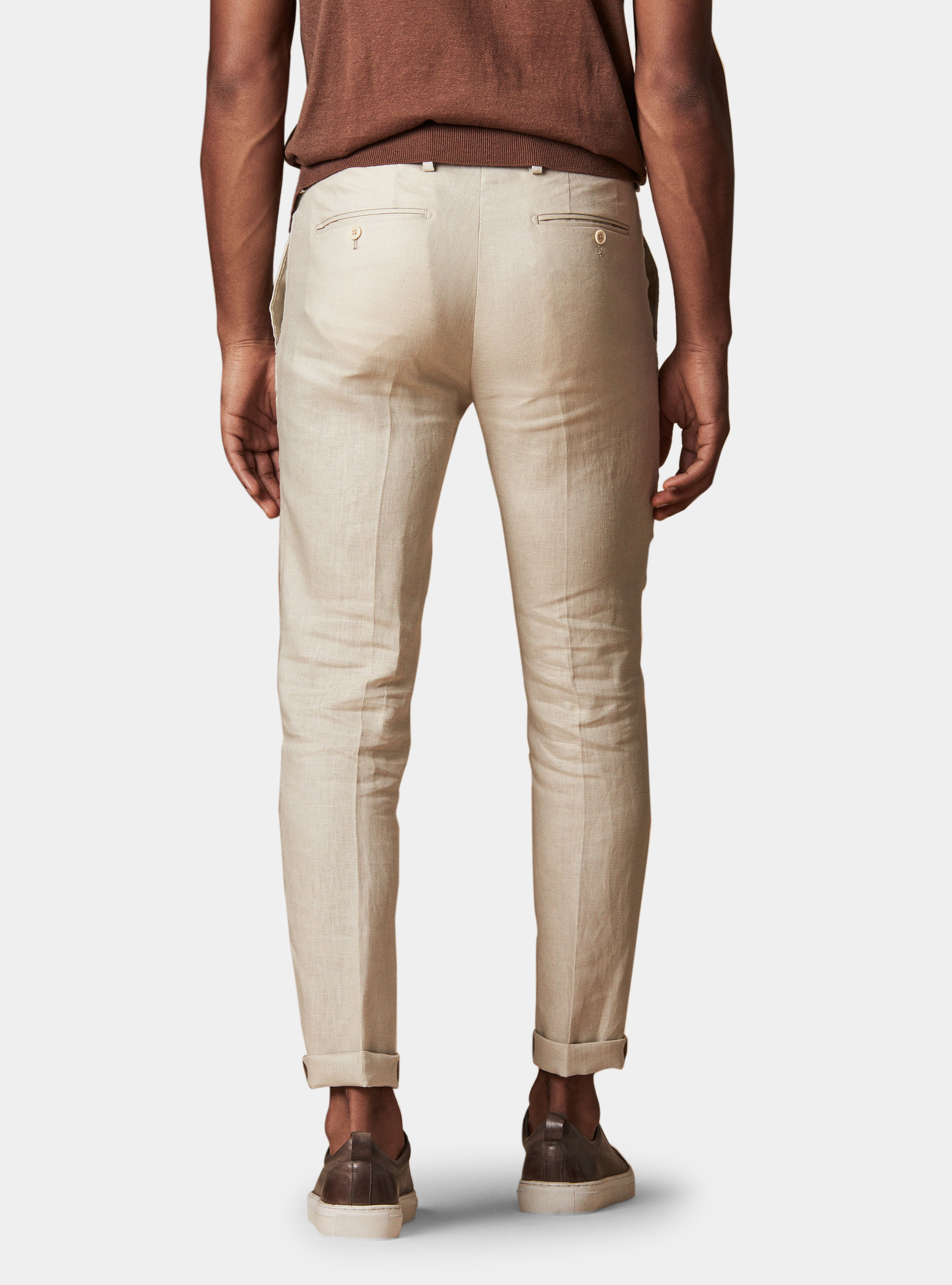 Fine twisted linen suit trousers, ECRU