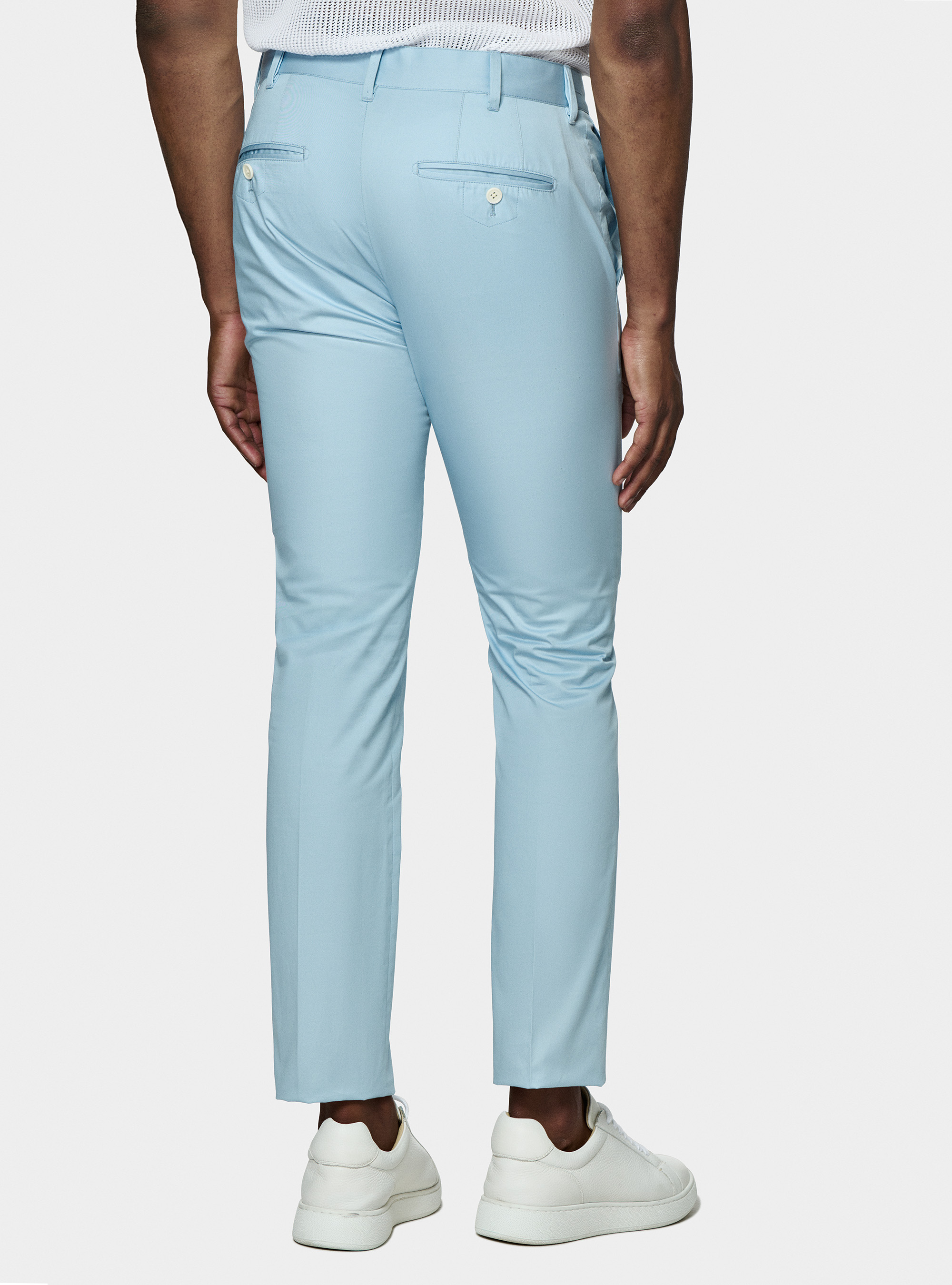 Pantal&oacute;n chino slim fit de sarga ligera, CELESTE