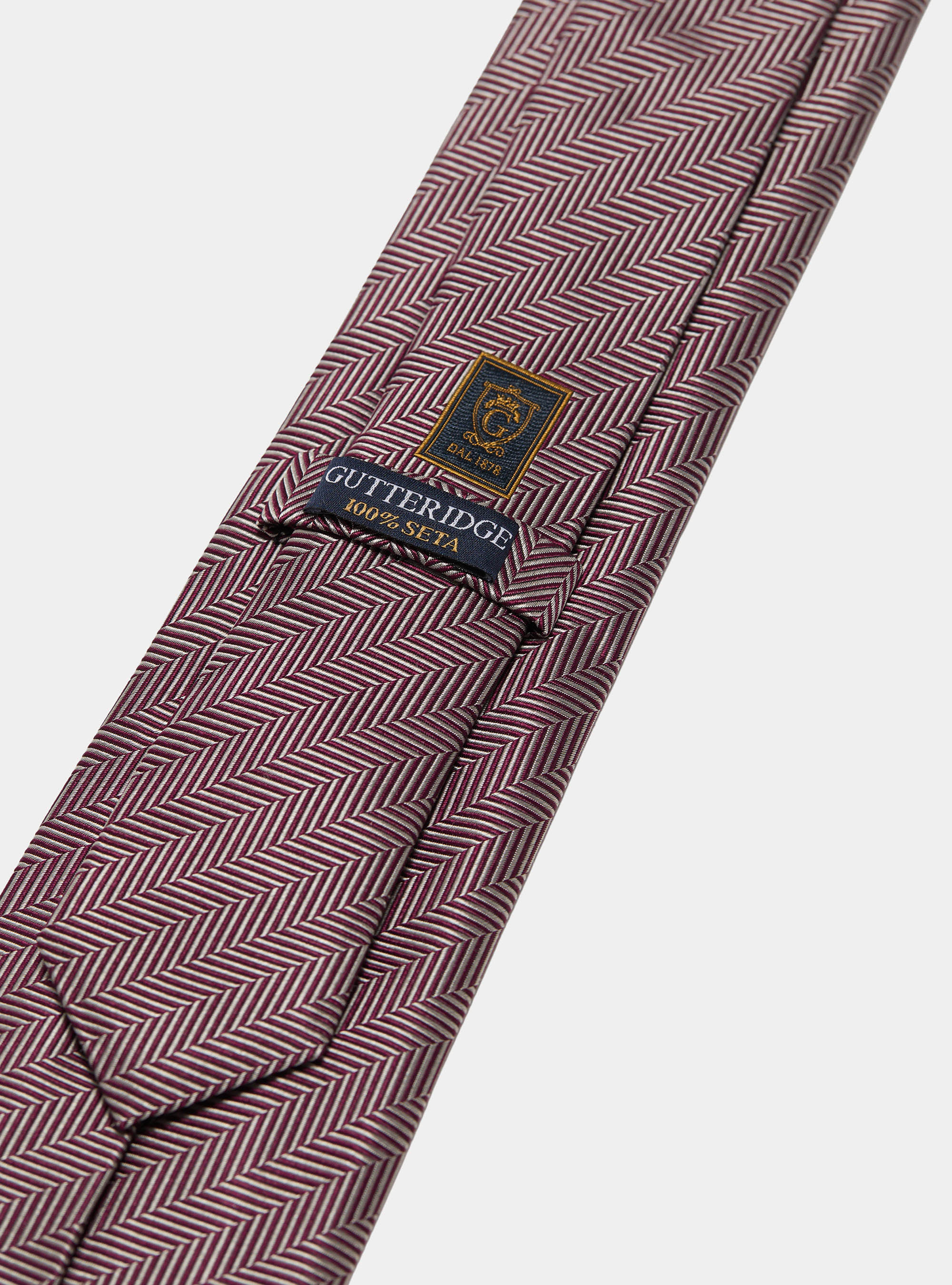 Cravatta herringbone in seta, BORDEAUX 0304C