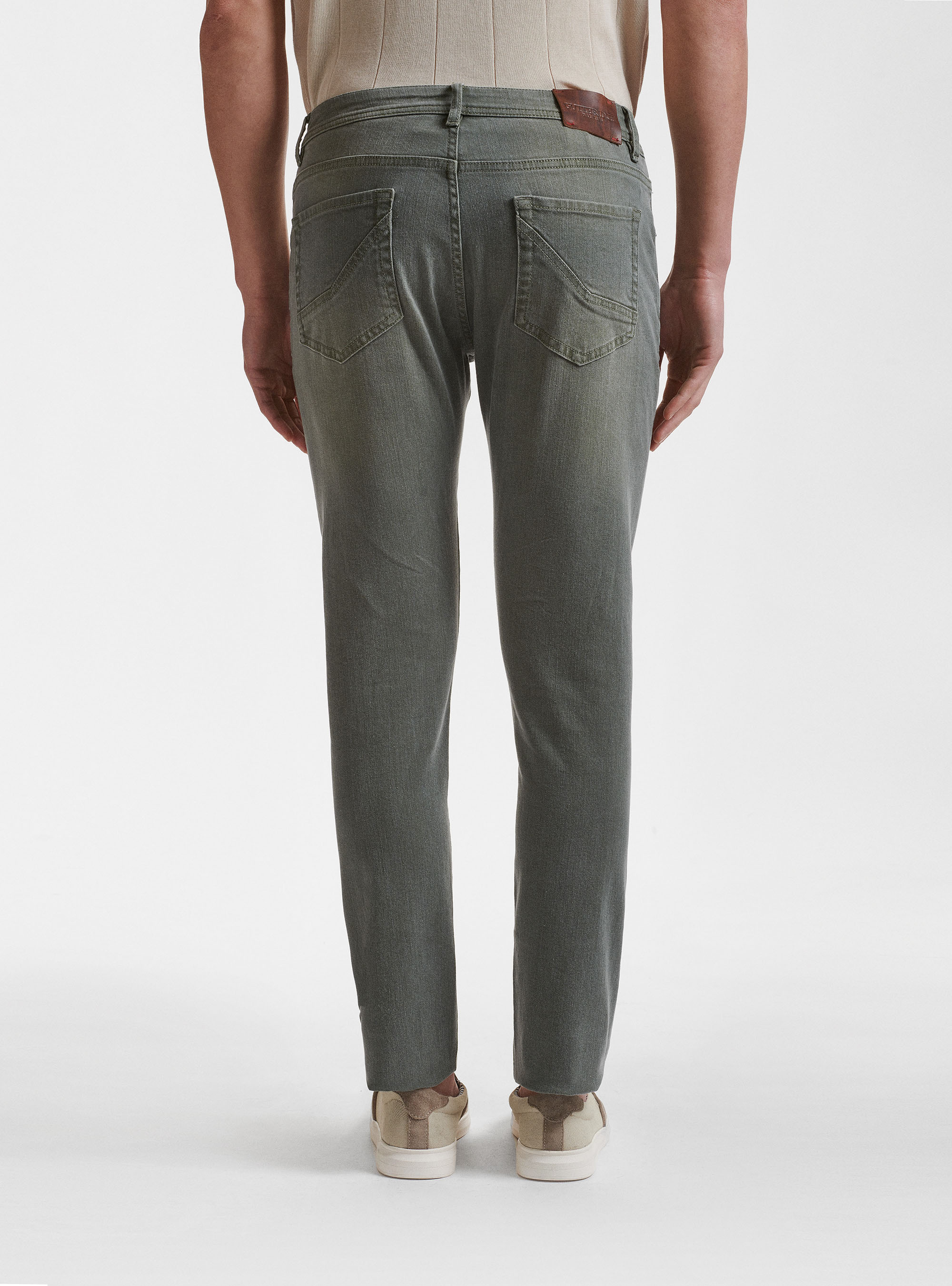 Jeans color&eacute;s teints en fil, SALVIA 0602C