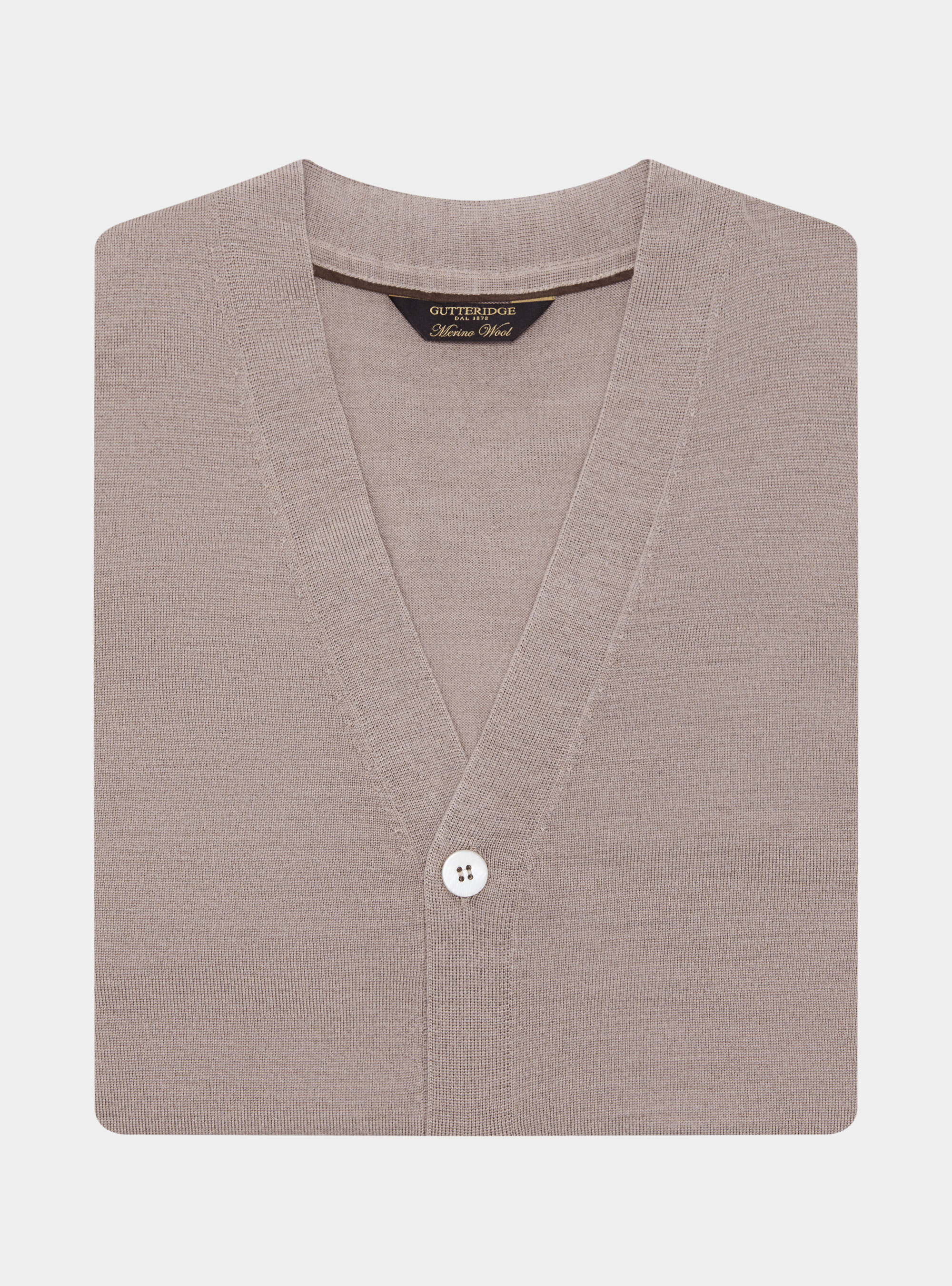 Cardigan in maglia con bottoni in lana merino extrafine, FANGO