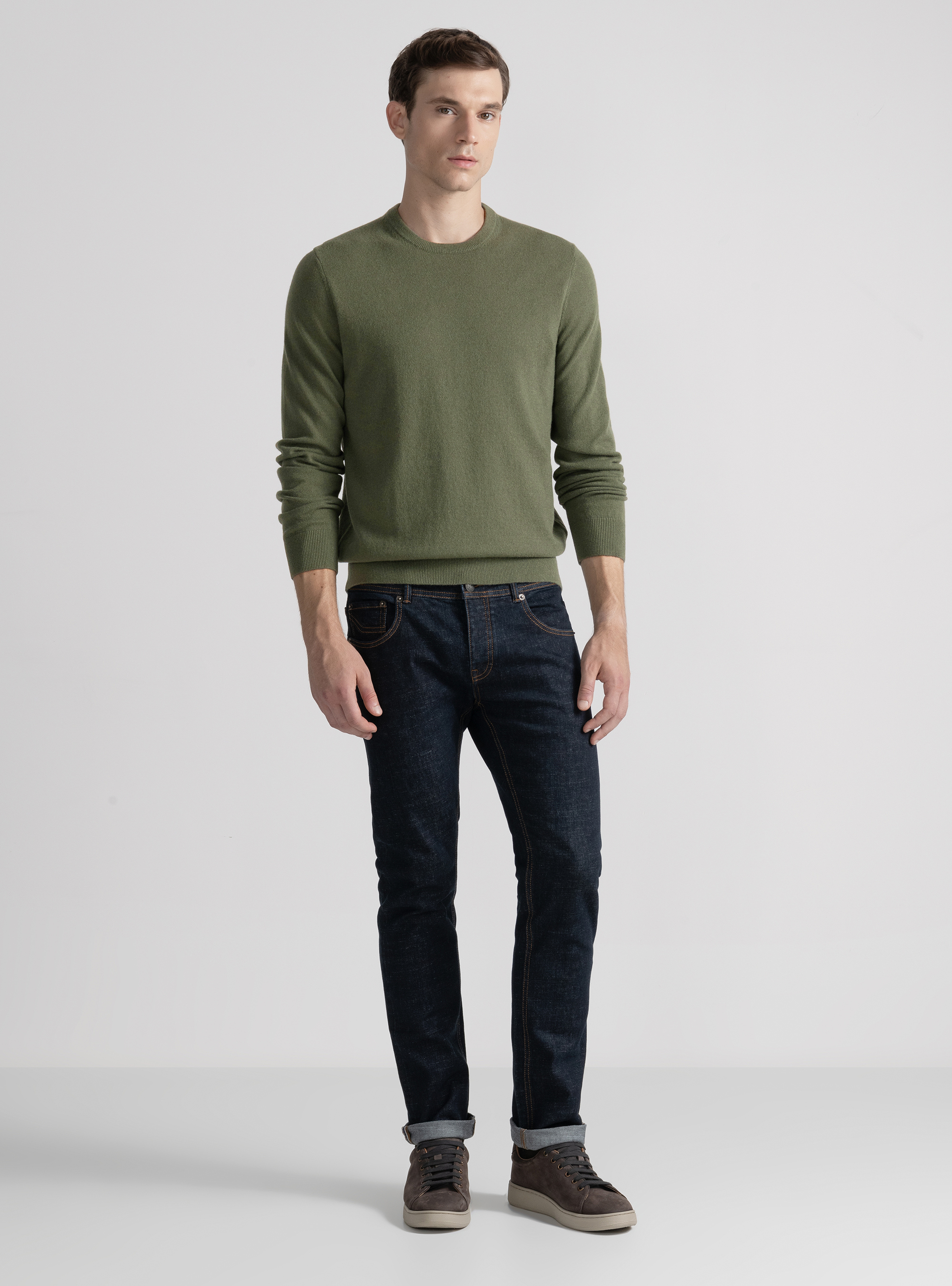 Tricot à col ras du cou en cachemire, SALVIA 0602C