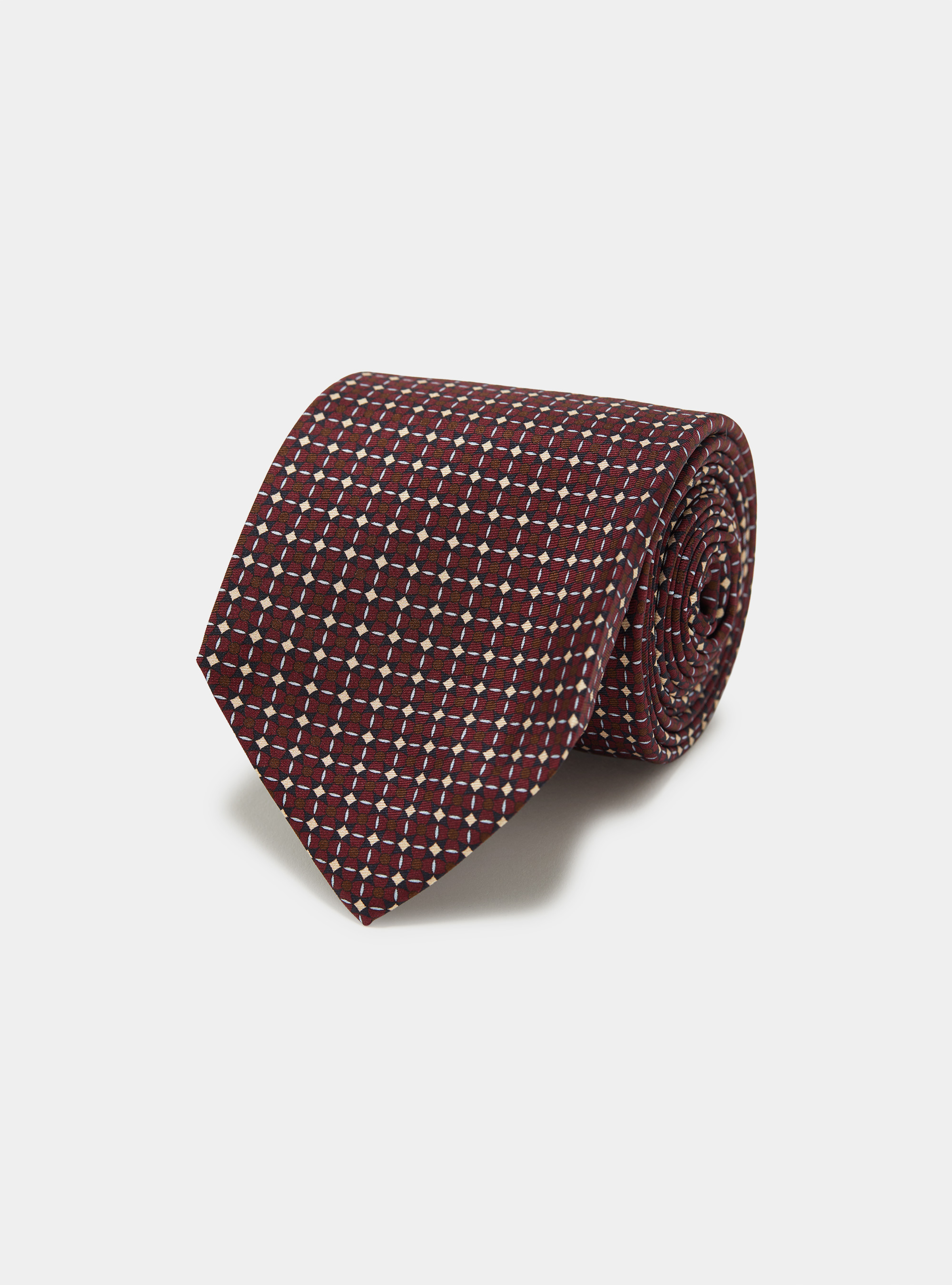 Micro pattern silk tie, BORDEAUX