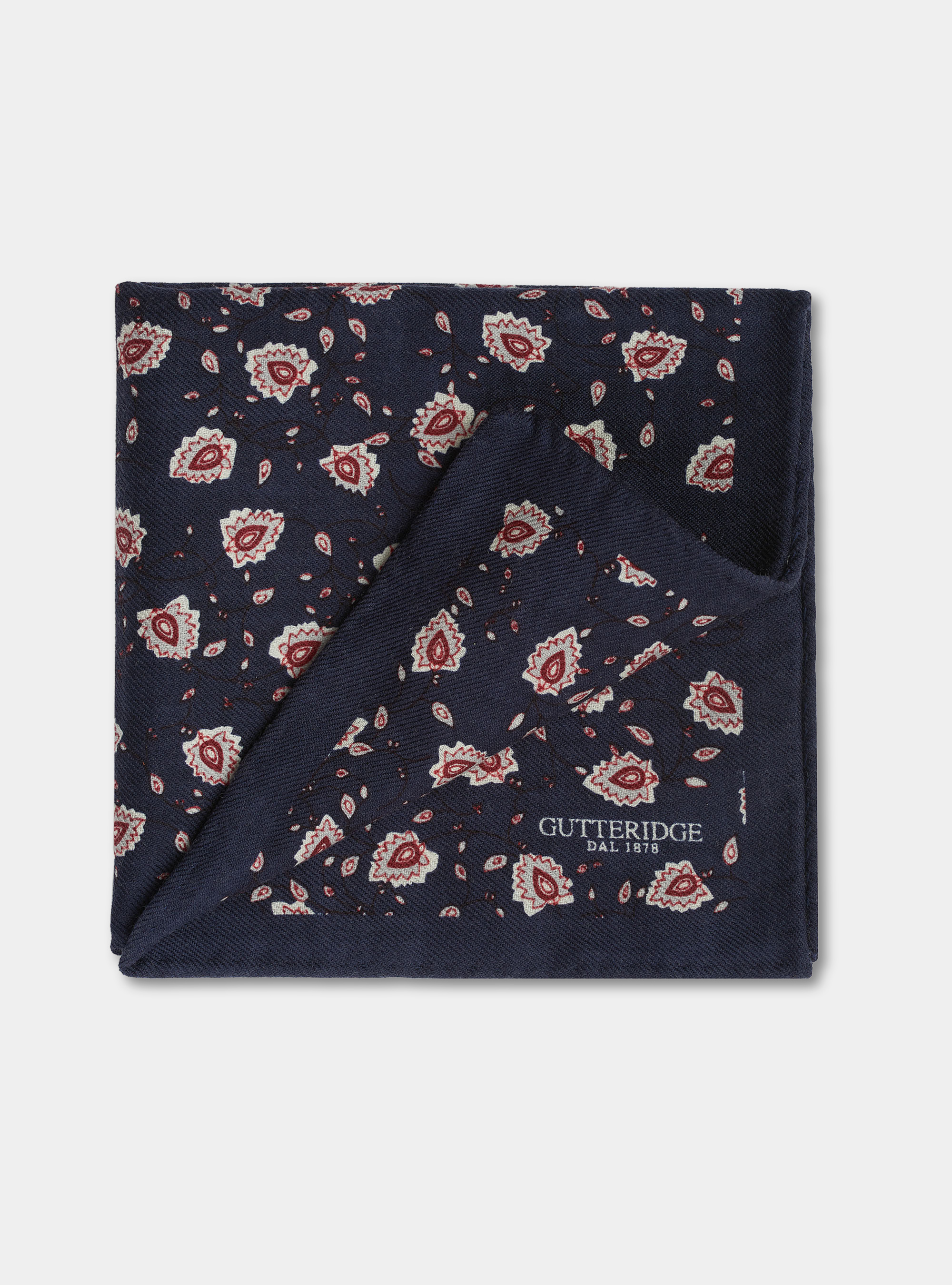 Pochette in lana stampa a fiori, BLU NAVY