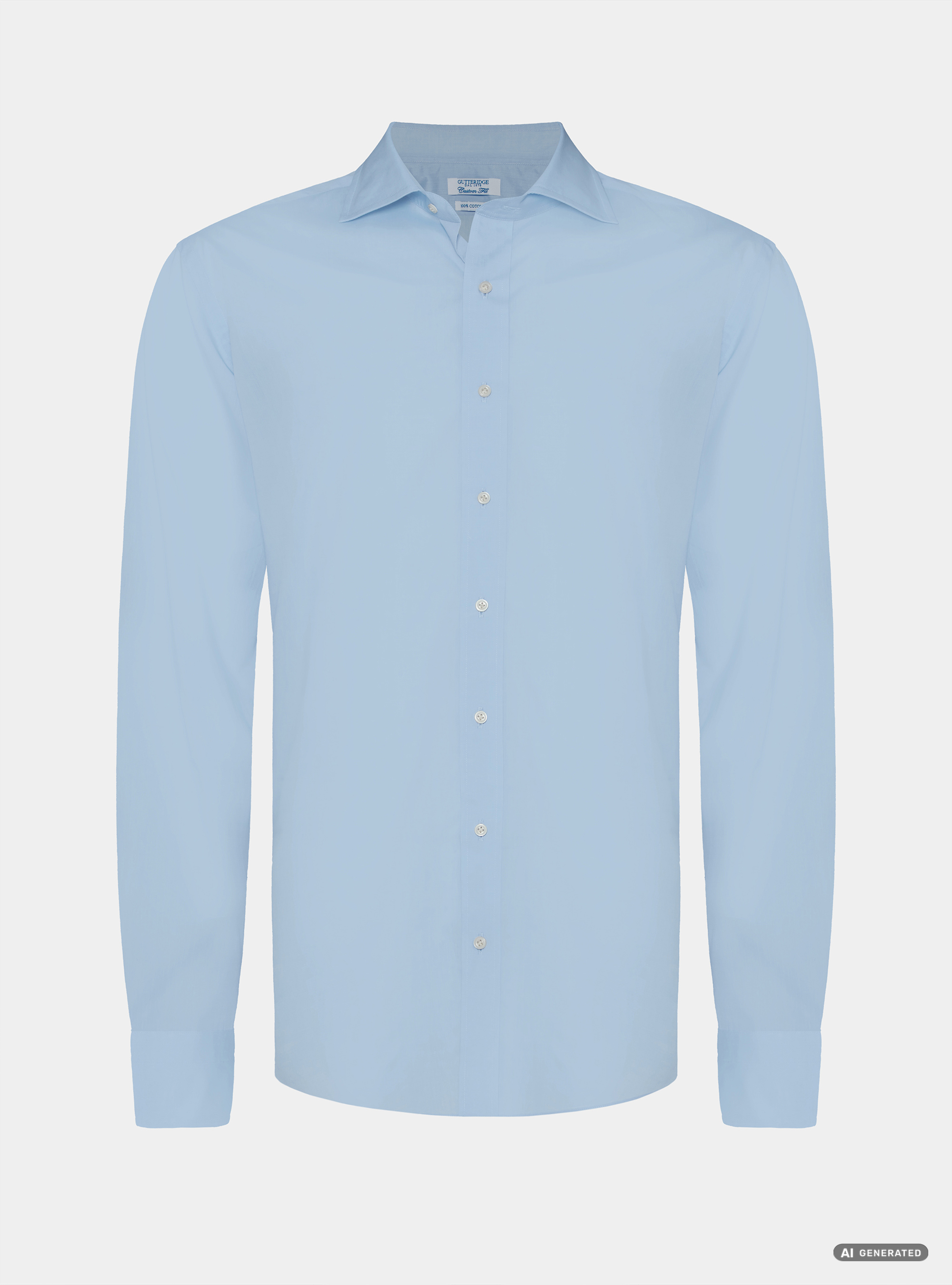 Custom-fit cotton poplin shirt, LIGHT BLUE