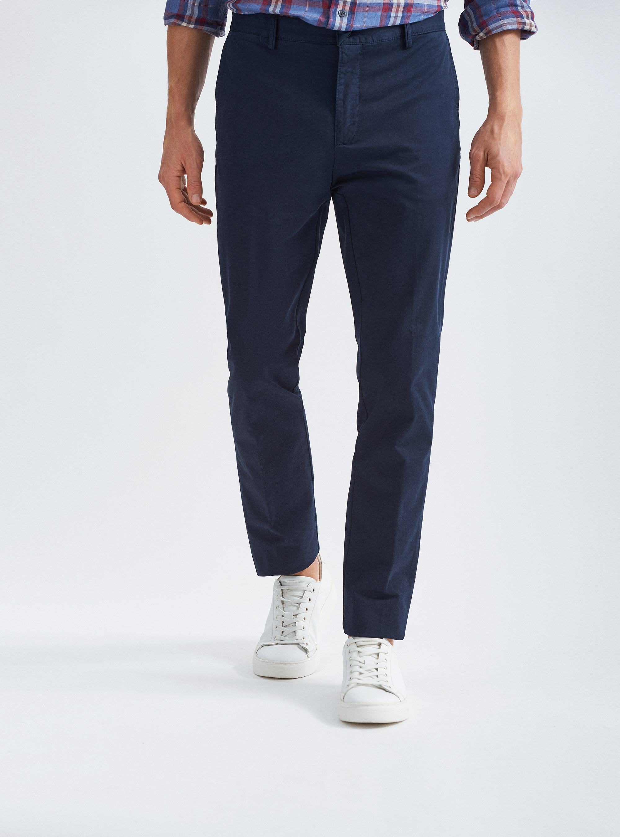 Pantaloni chino in twill di cotone, BLU NAVY