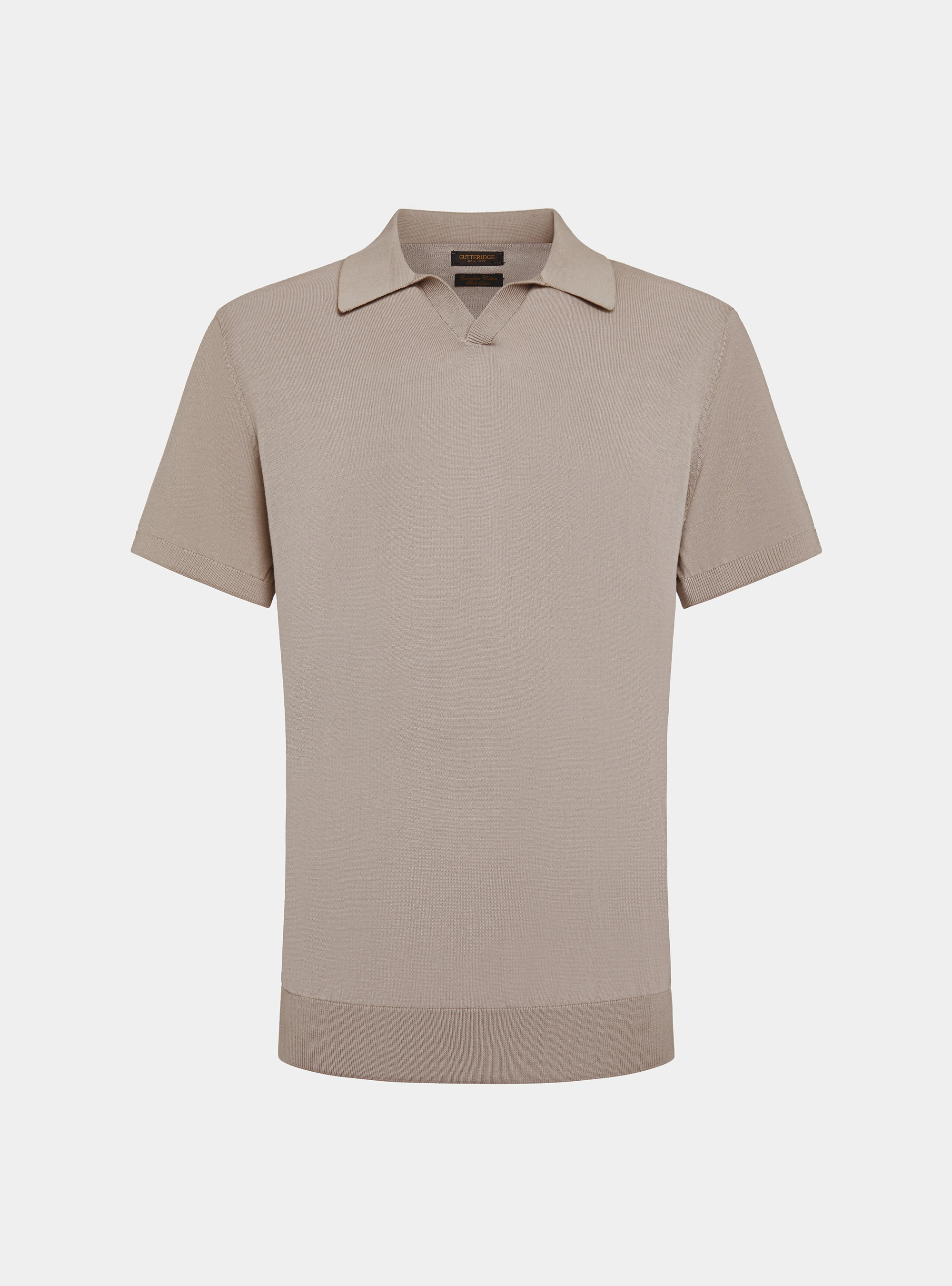 Polo en tricot de coton extra-fin, SABLE