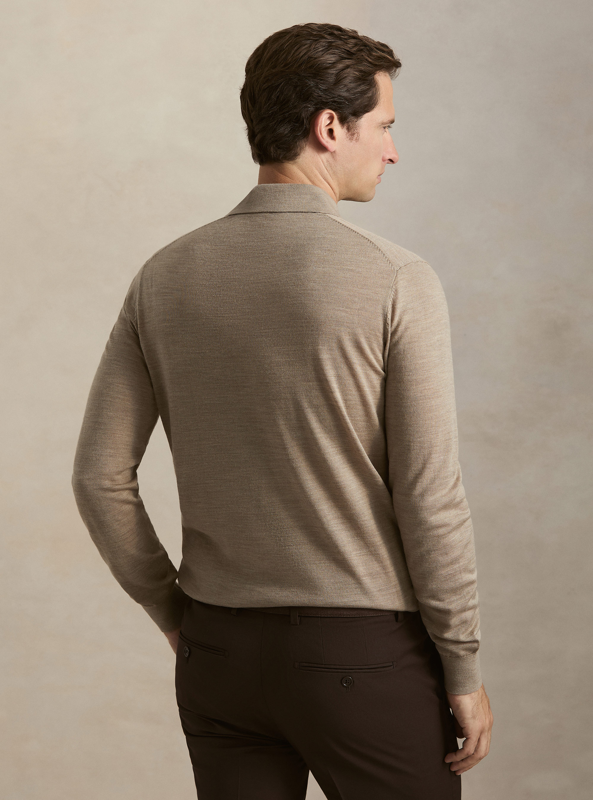 Extrafine merino wool knit polo shirt, FANGO 0555C