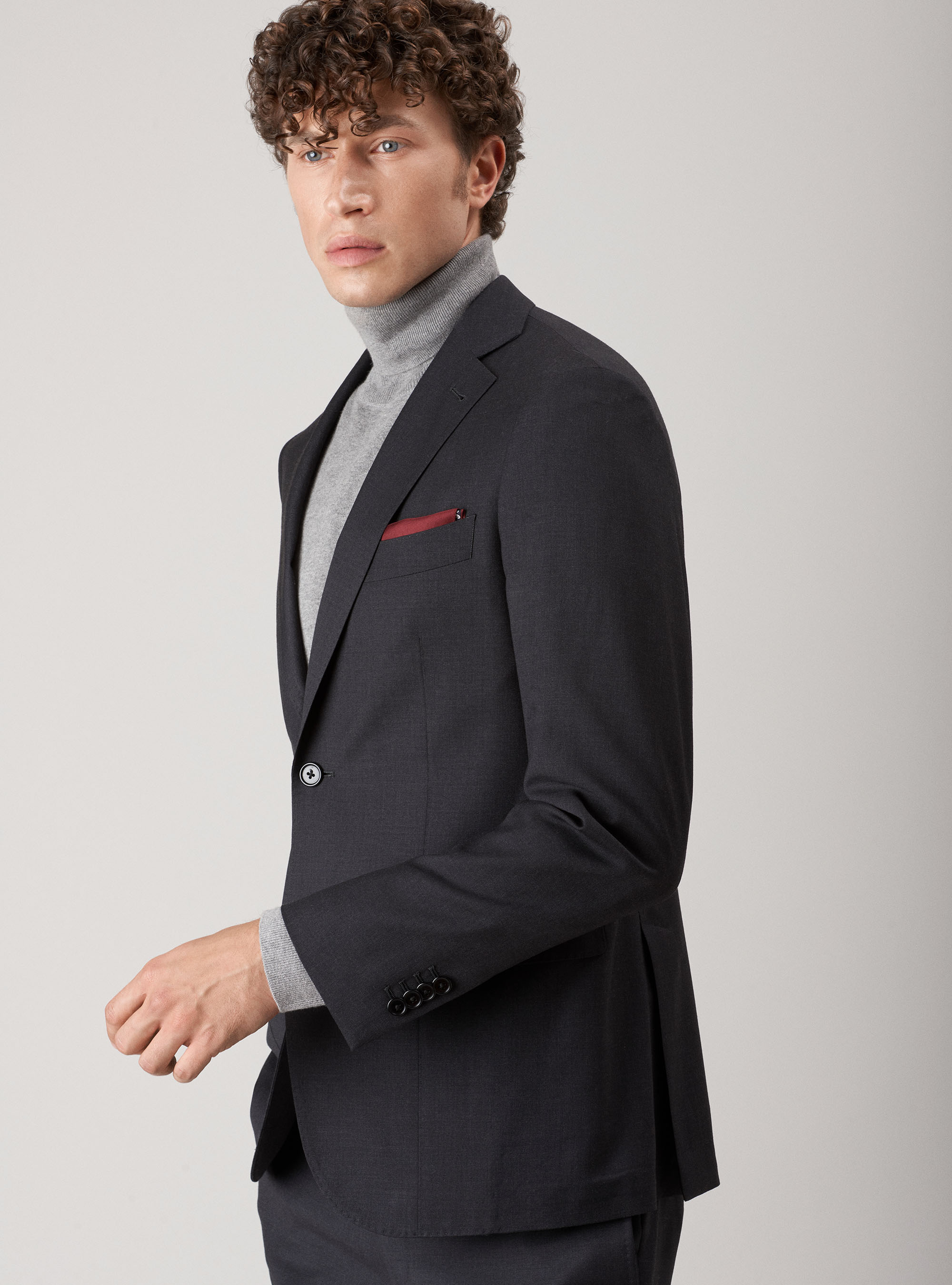 Giacca per abito in pura lana superfine 120's, ASFALTO