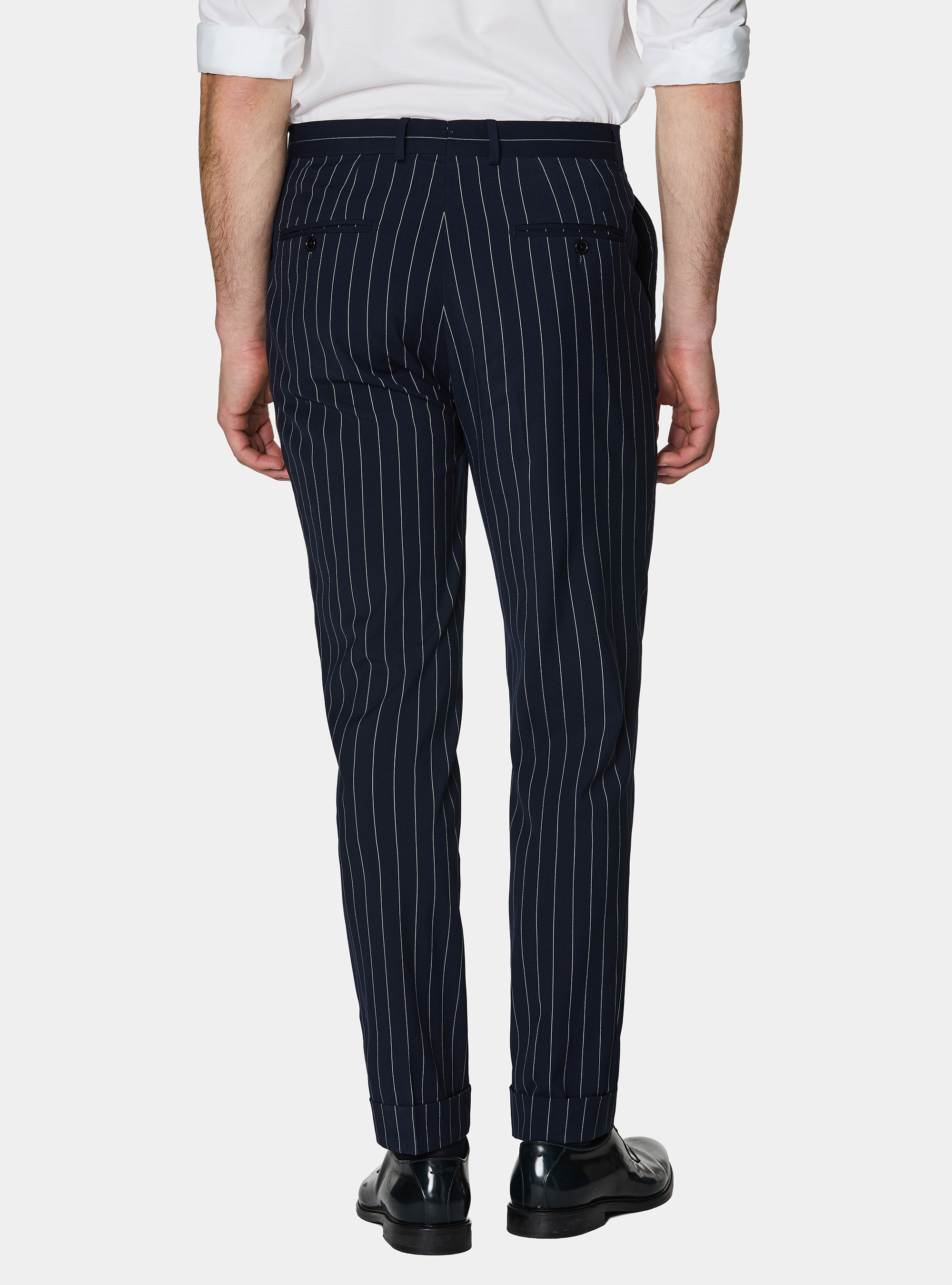 Pantaloni abito doppiopetto gessato, BLU NAVY