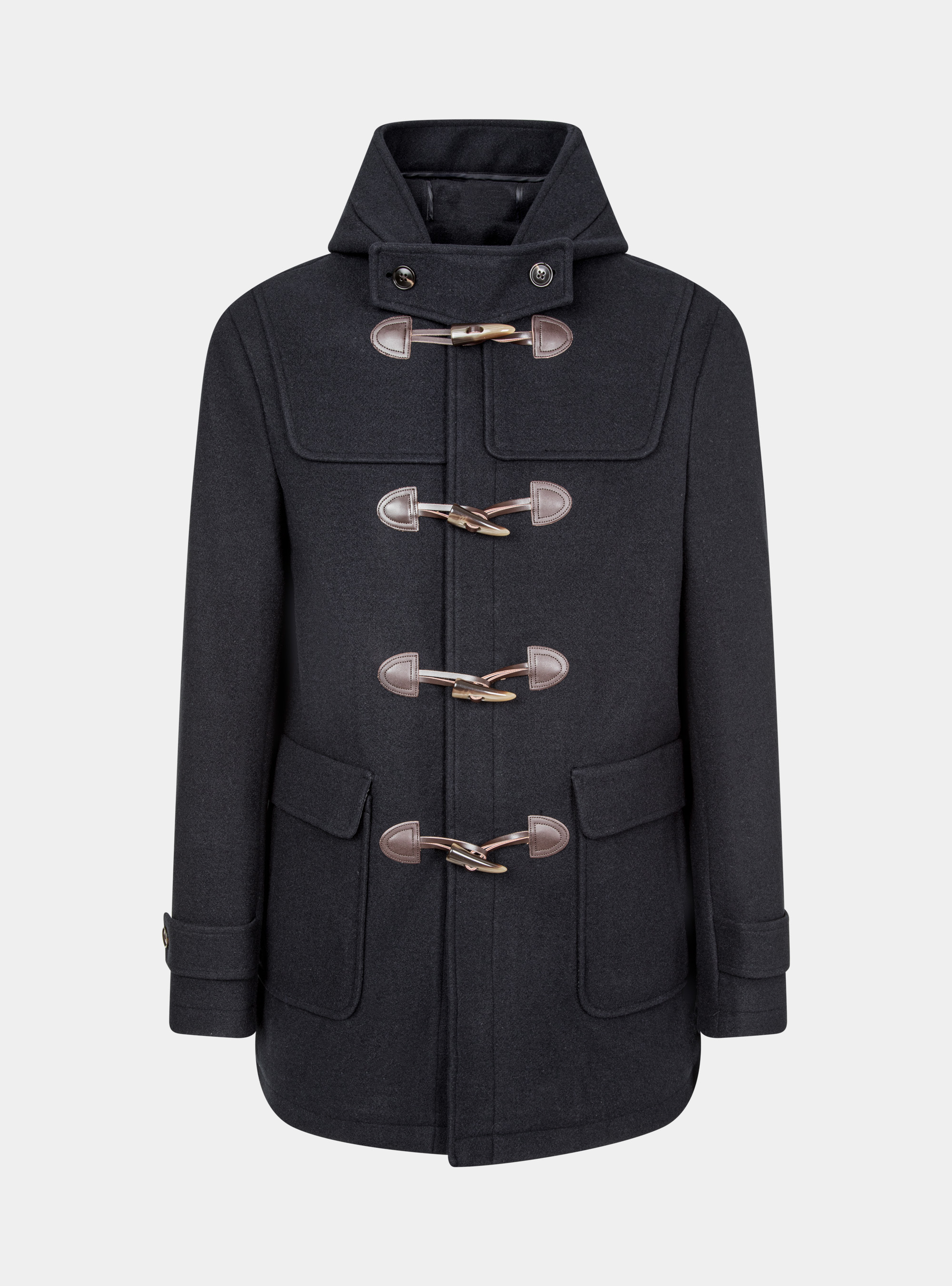 Montgomery con cappuccio in misto lana, BLU NAVY