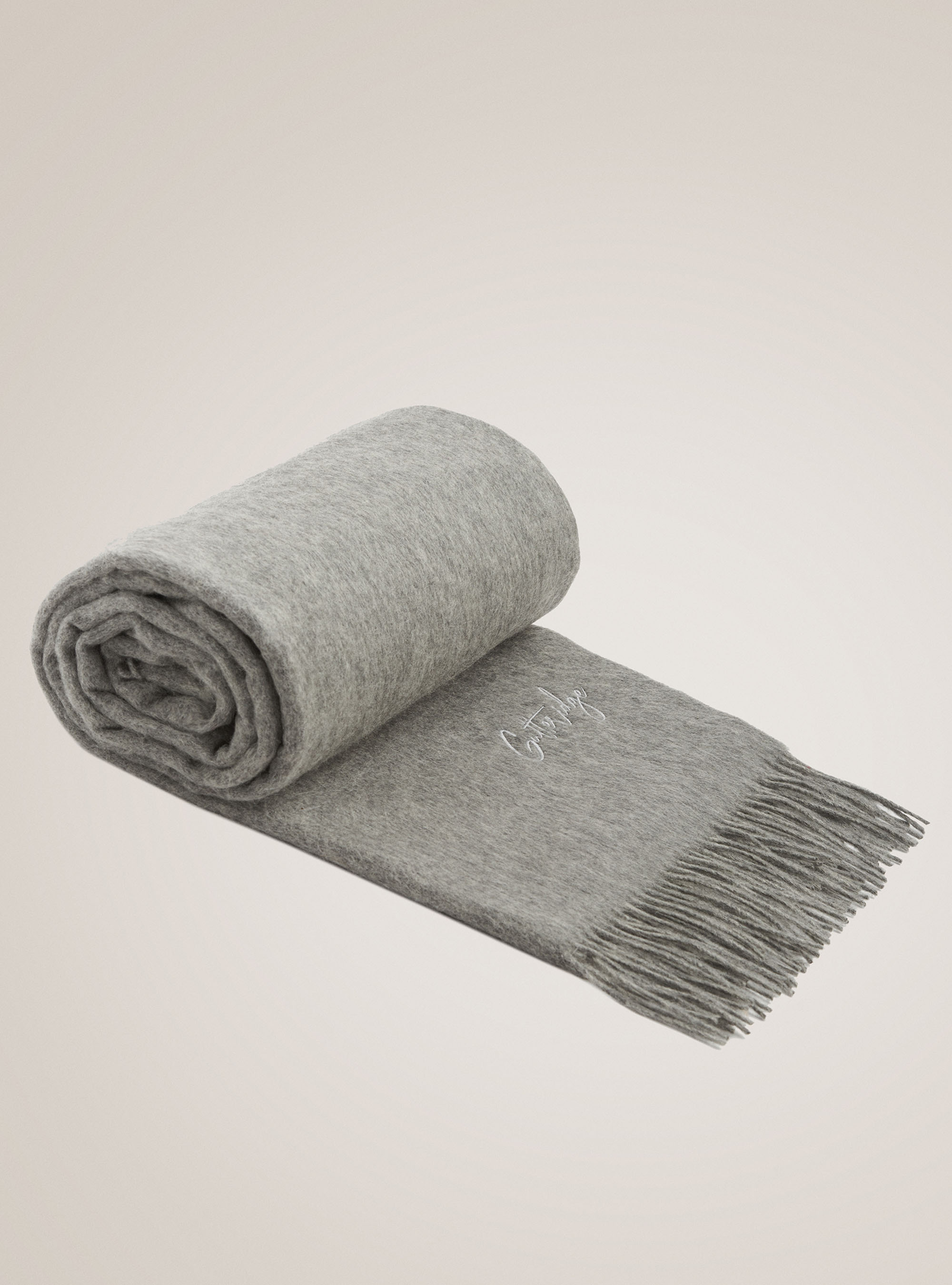 Tartán en lana cachemira con logo, GRIS MARENGO