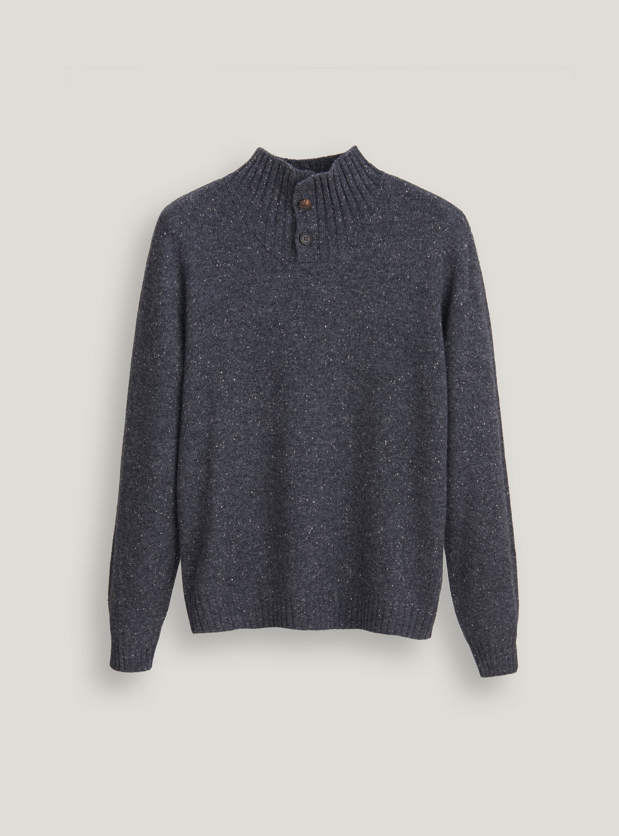Pull boutonn&eacute; &agrave; demi-cou en laine, GRIS CLAIR M&Atilde; LANG&Atilde;