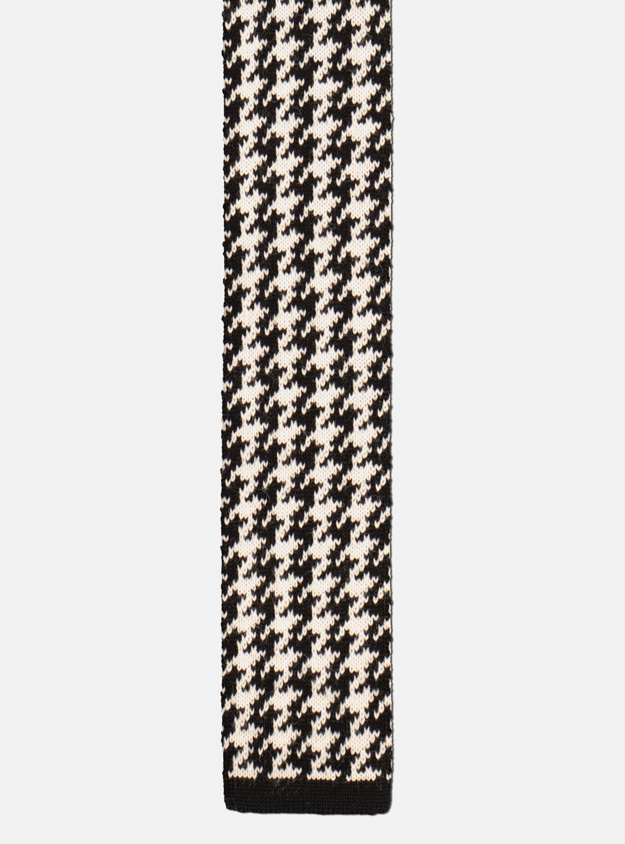 Cravatta in maglia di lana pied de poule, NERO