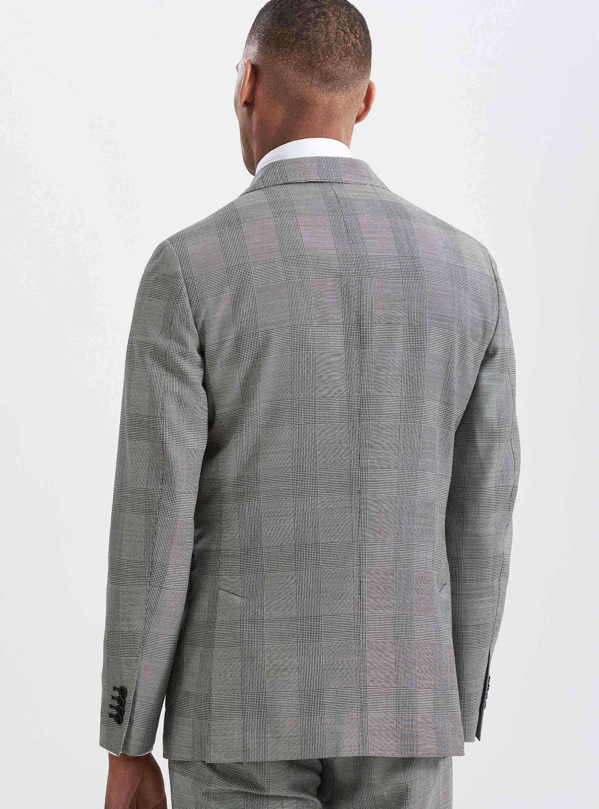 Prince of Wales suit blazer in pure wool Vitale Barberis Canonico fabric, LIGHT GREY MELANGE