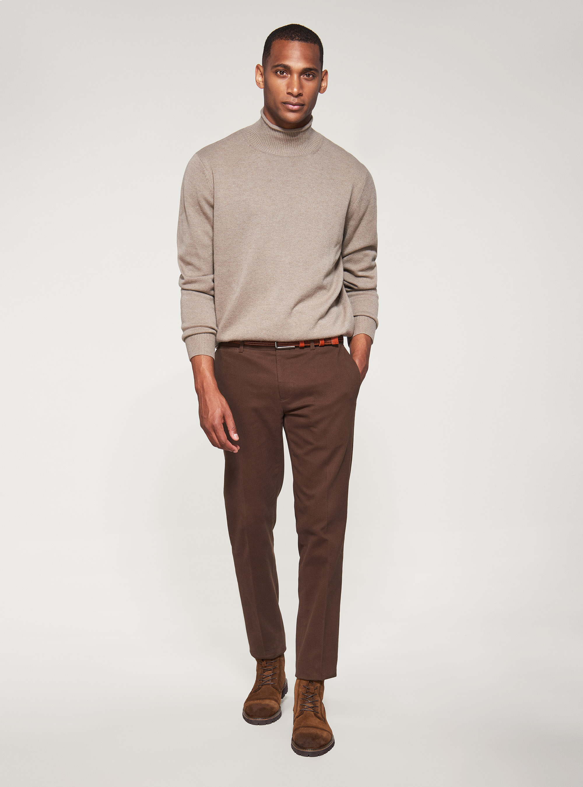 Maglia mezzo collo in lana cashmere, ECRU