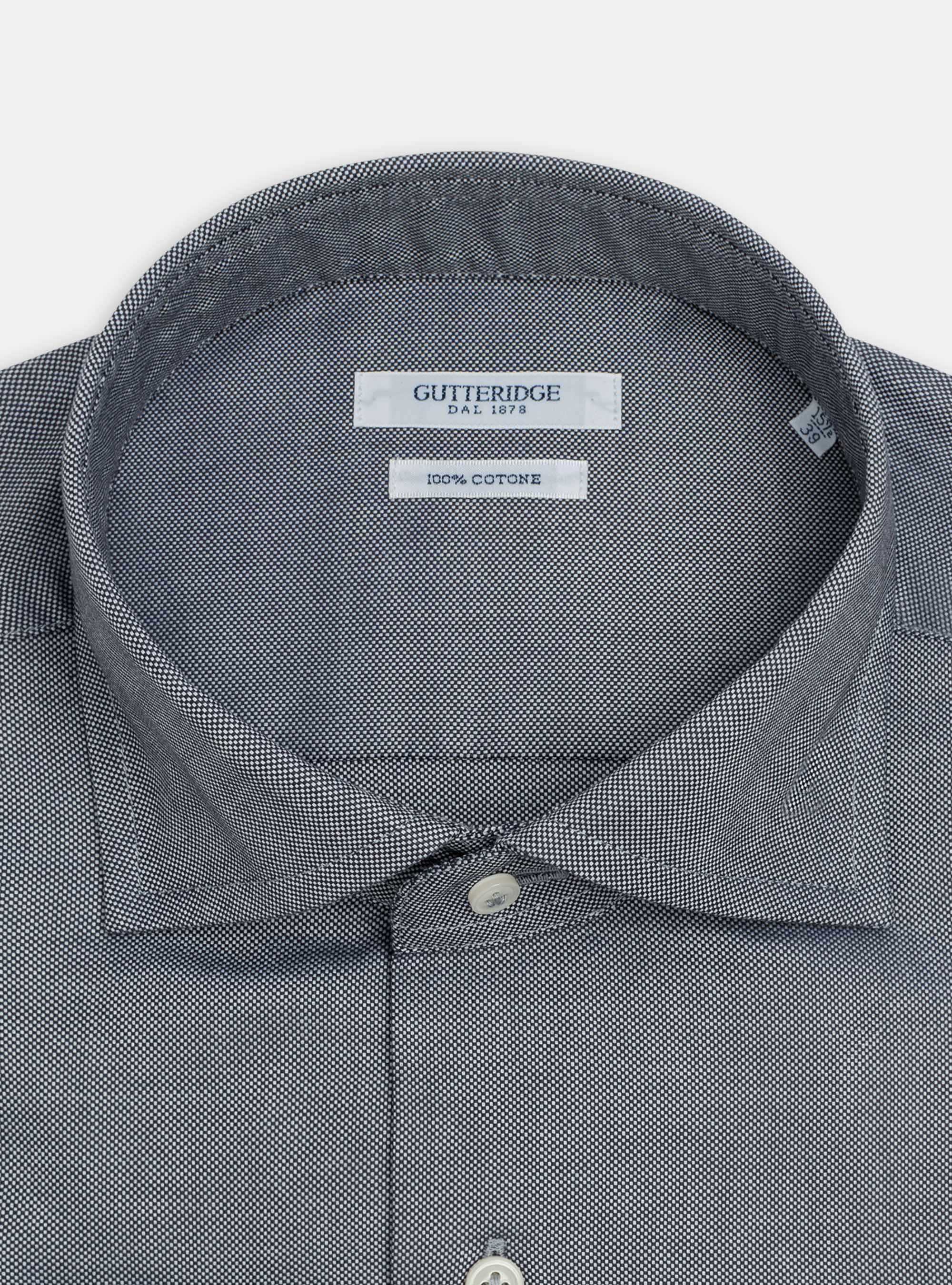 Camicia collo semi francese in oxford di cotone, BLU NAVY