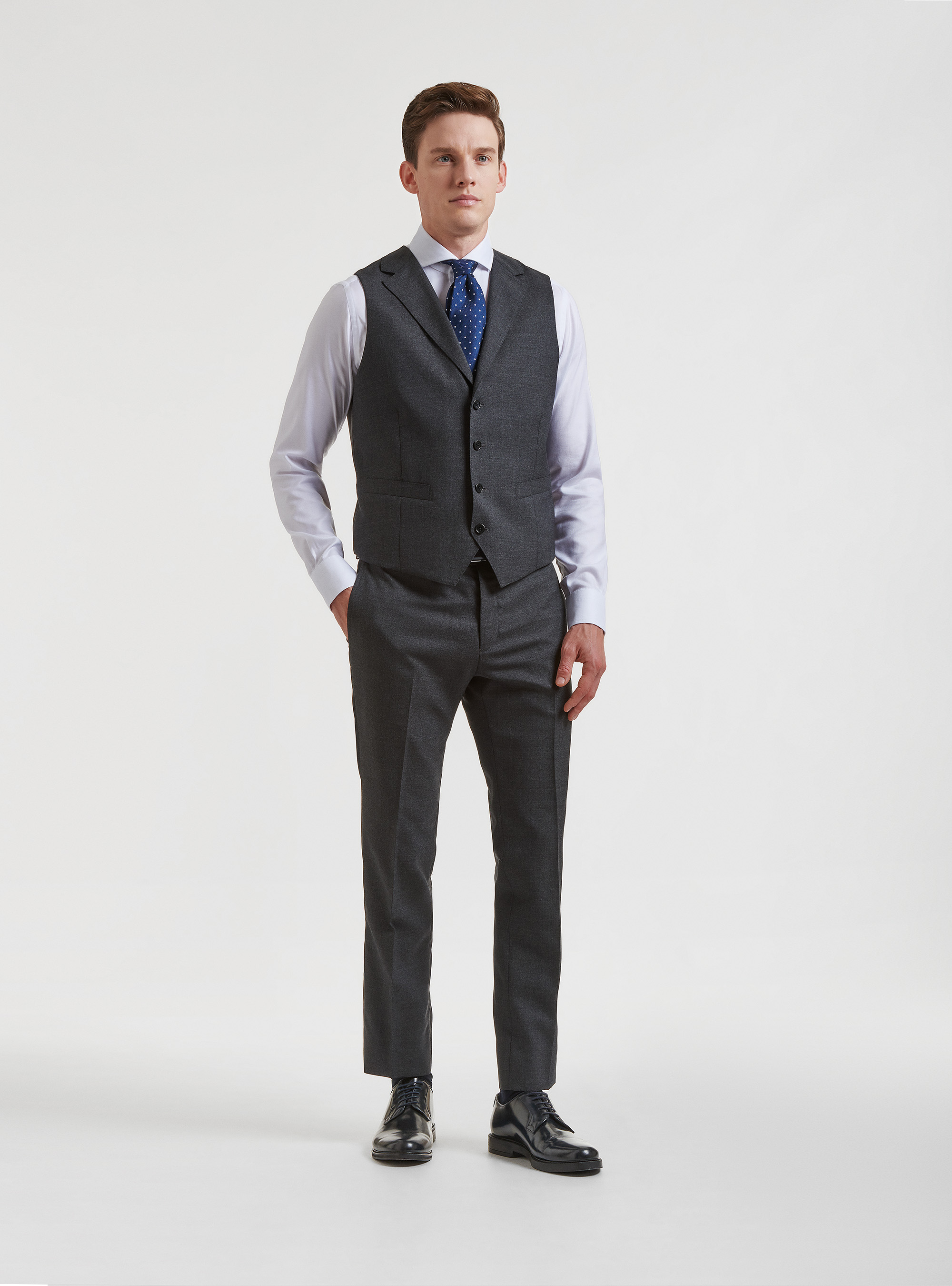 Gilet in pura lana Vitale Barberis Canonico, ASFALTO