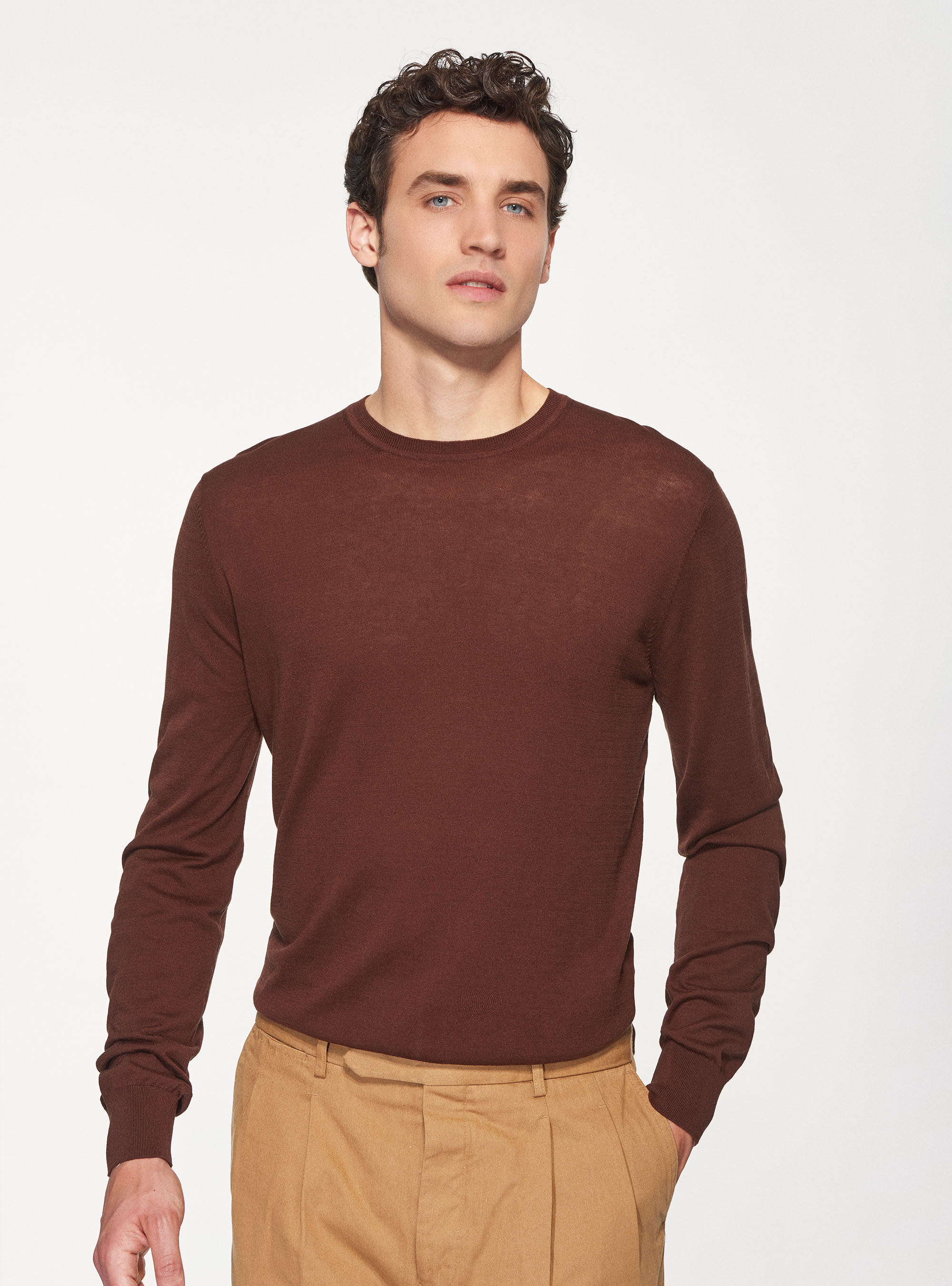 Maglia girocollo in seta cotone