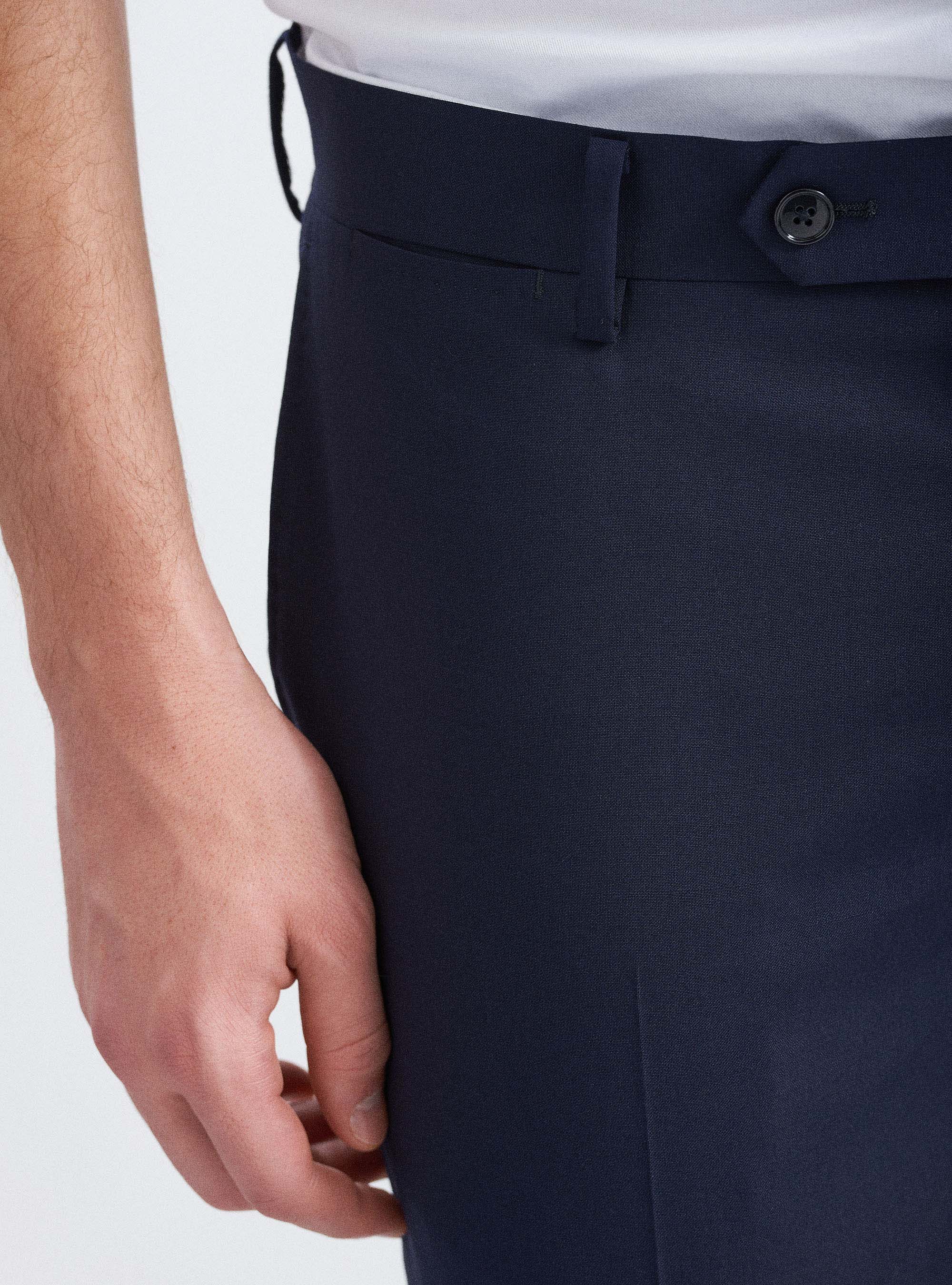 Pantaloni per abito in fresco lana, BLU NAVY