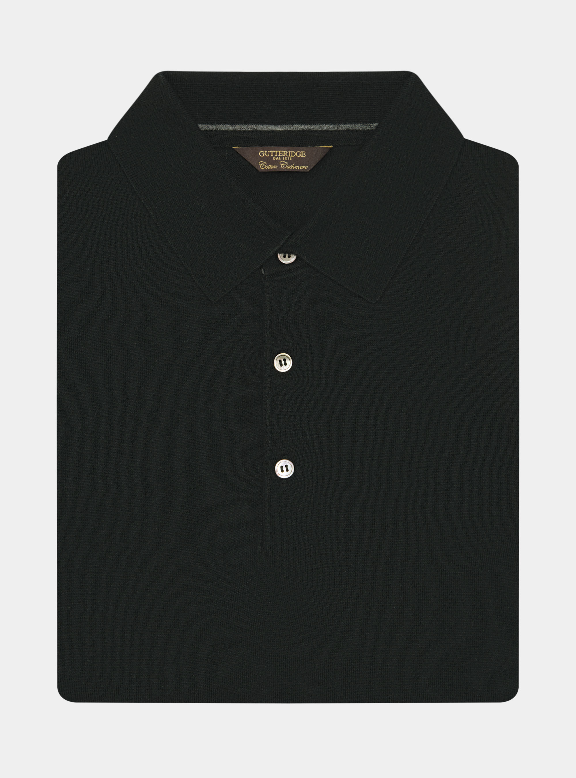 Polo de punto de algodón y cachemira, NEGRO