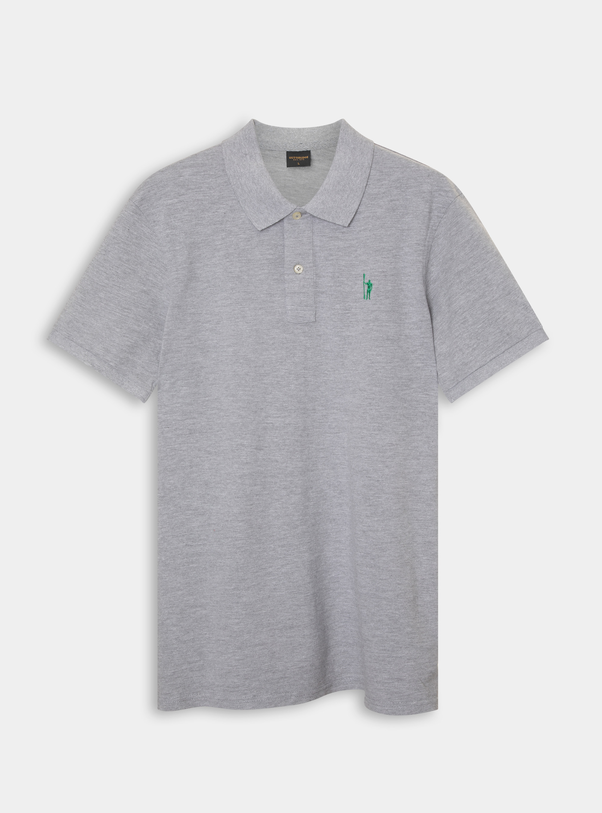 Classic cotton pique polo with embroidery, GREY