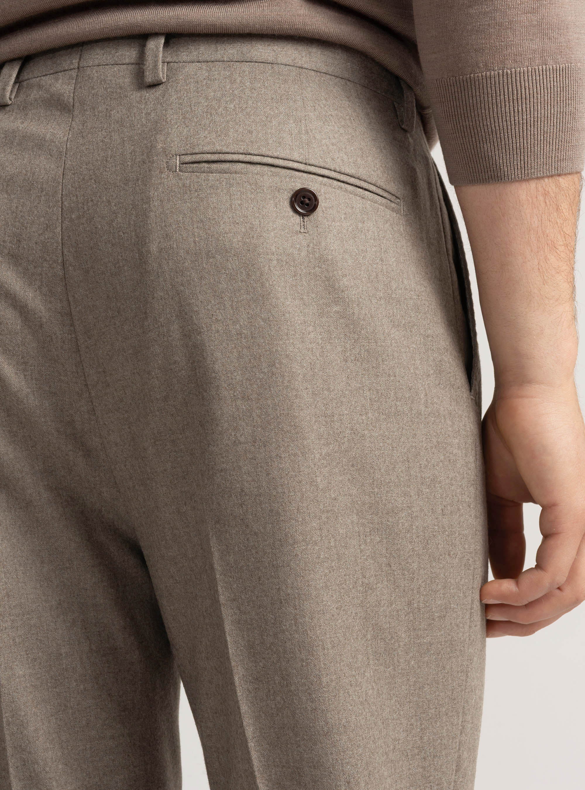 Trousers with pleats for flannel suit Vitale Barberis Canonico, SAND